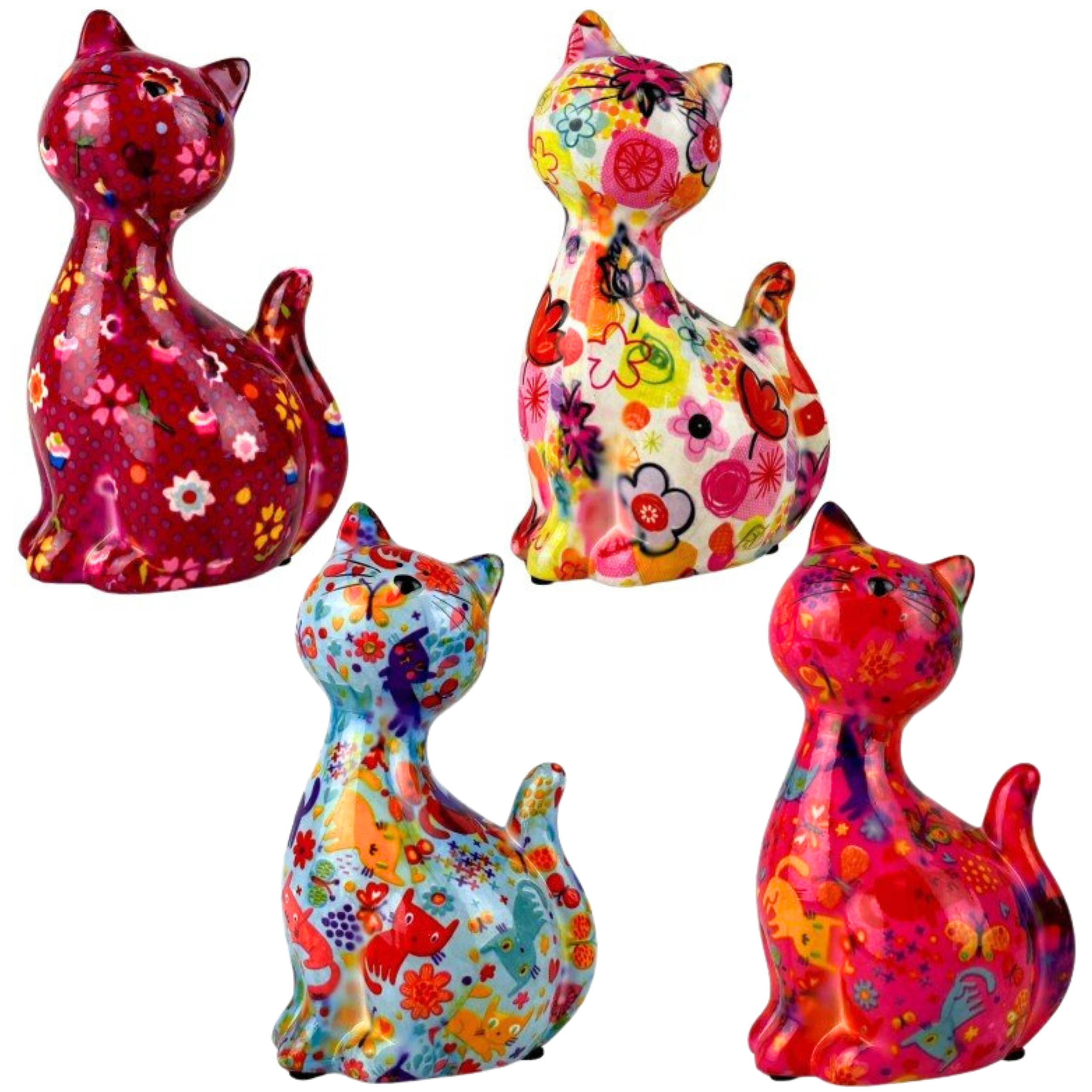 Pomme Pidou 'Caramel' ceramic Cat shaped Money Box, 17.5cm, gift boxed (8 PACK)