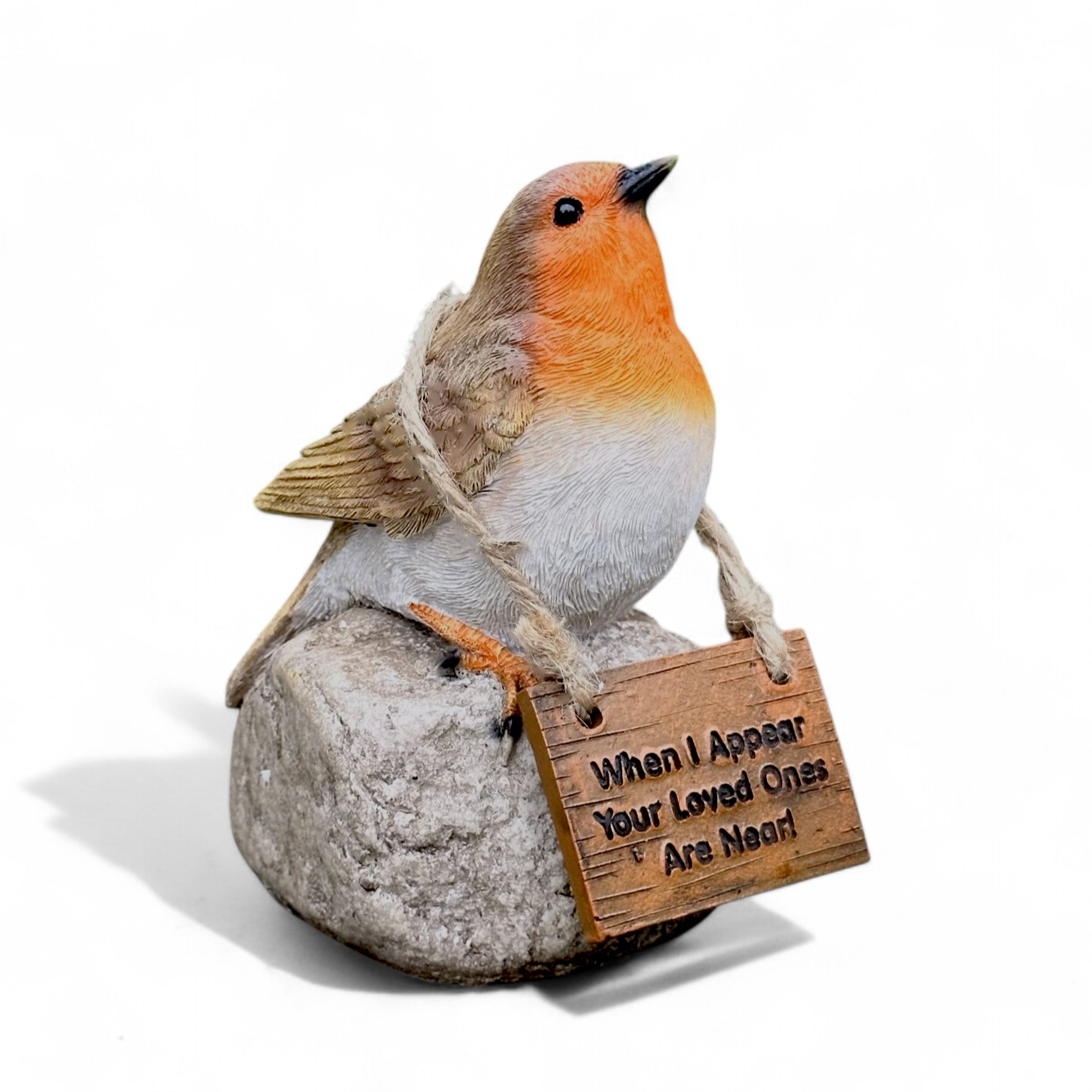 Remembrance Robin with 'When I Appear Your Loved Ones Are Near' sign memorial ornament bird lover gift