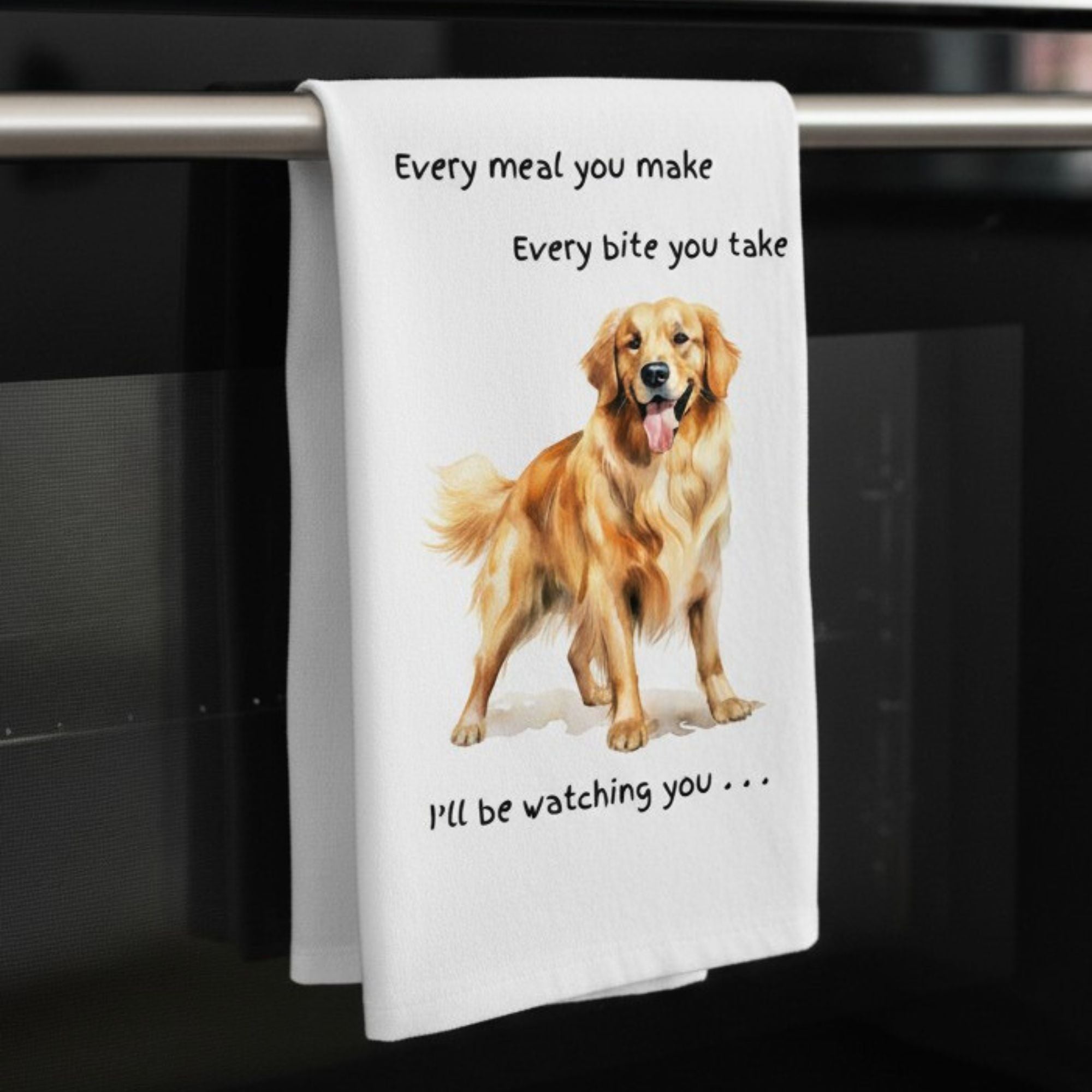 Dog Breed Tea Towel With 'Watching you' funny wording (Retriever)