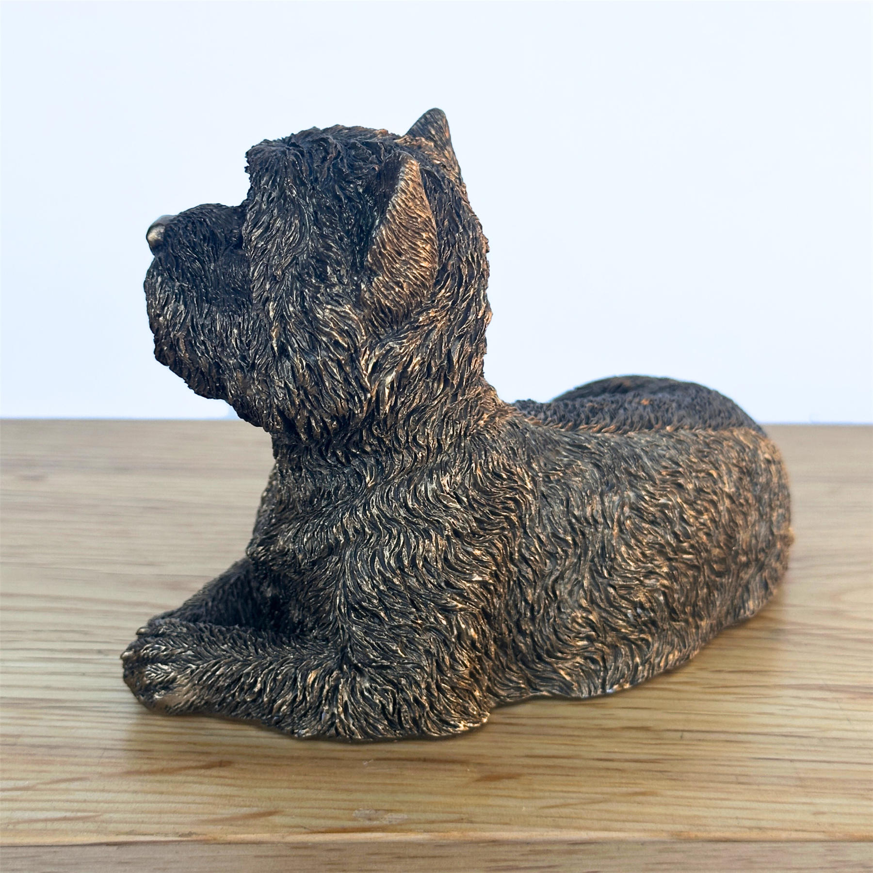 Laying West Highland Terrier 'Westie' Dog figurine, Leonardo Reflections Bronzed, gift boxed