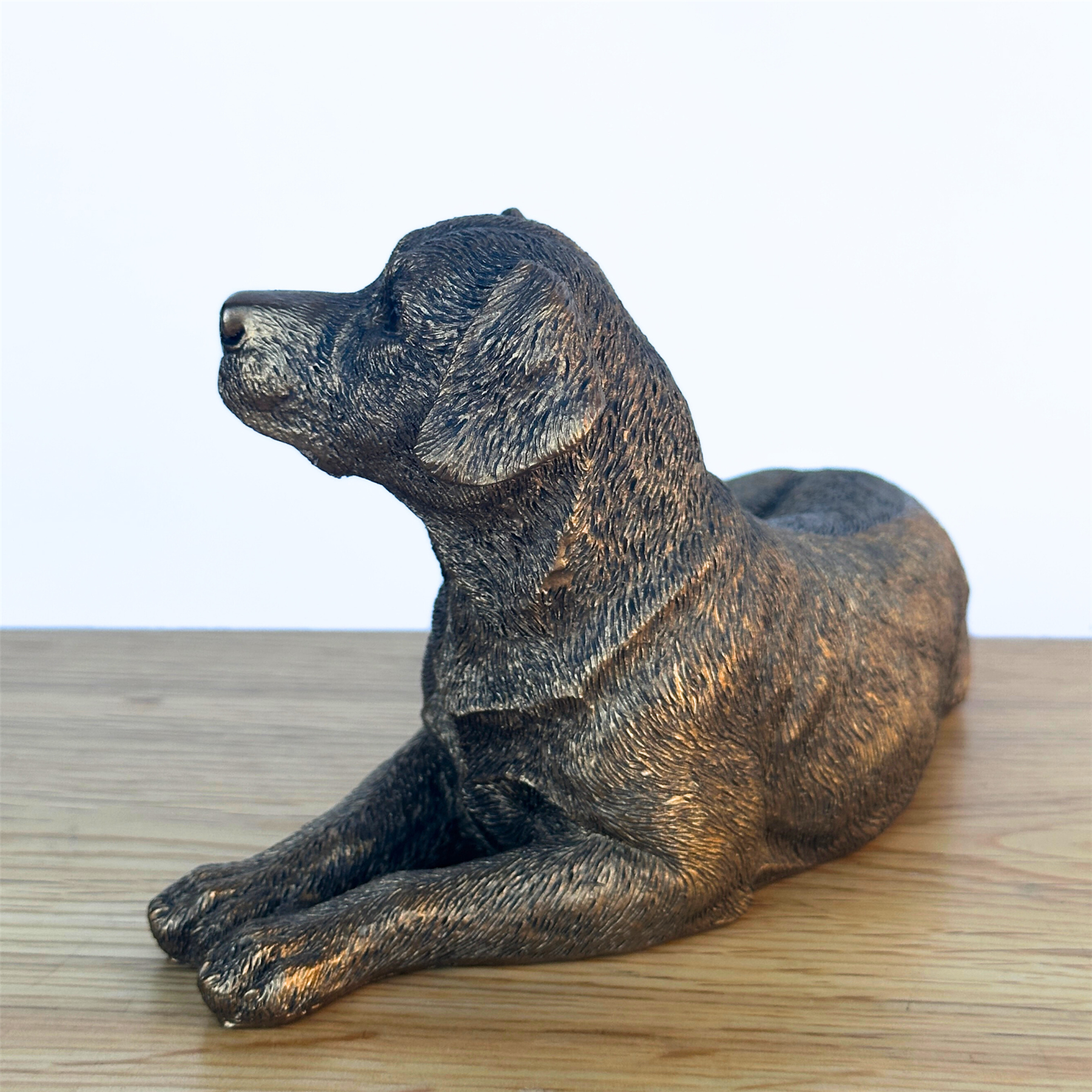 Laying Labrador Dog figurine, Leonardo Reflections Bronzed, gift boxed