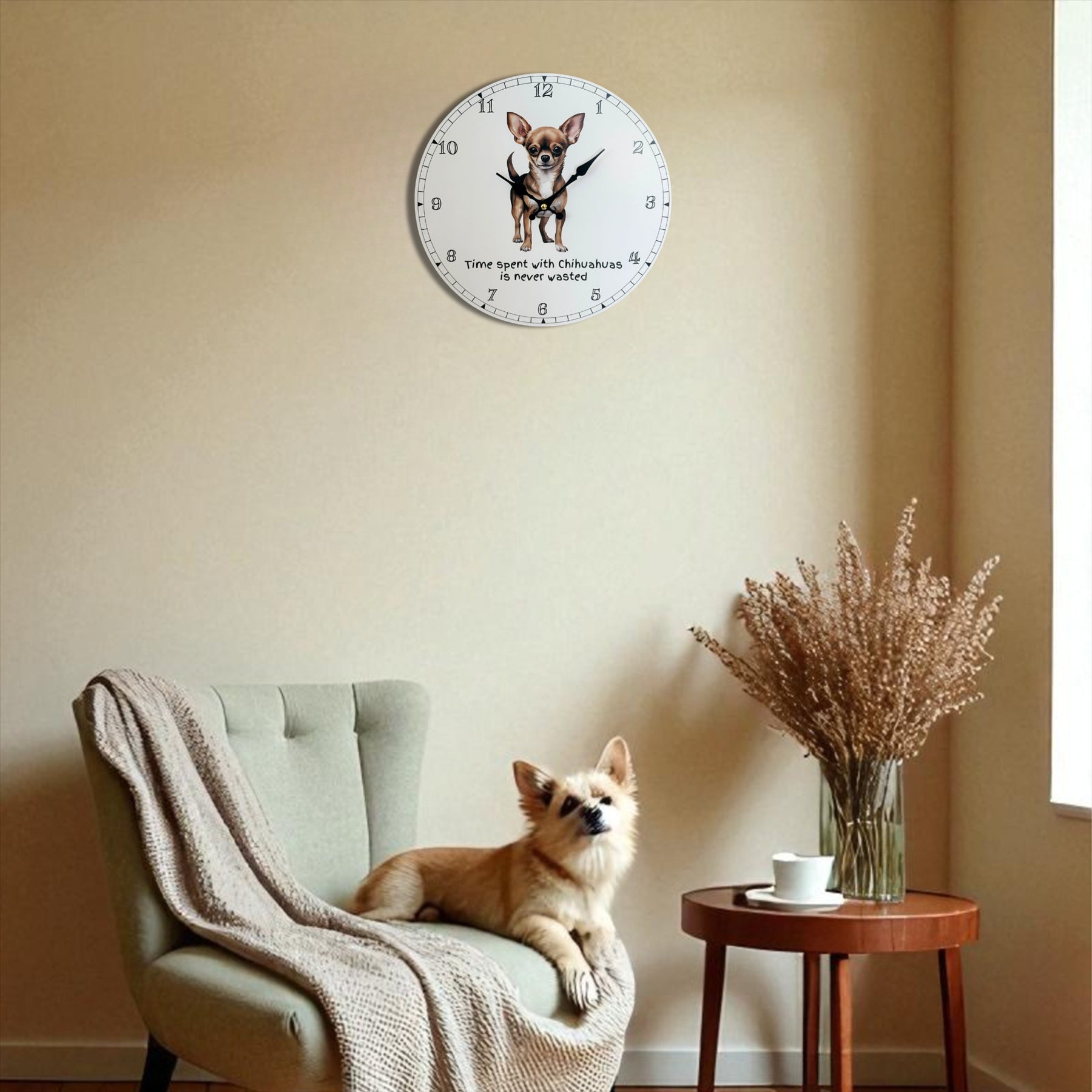 Dog Breeds Wall Clock 'Time Spent With Chihuahuas'