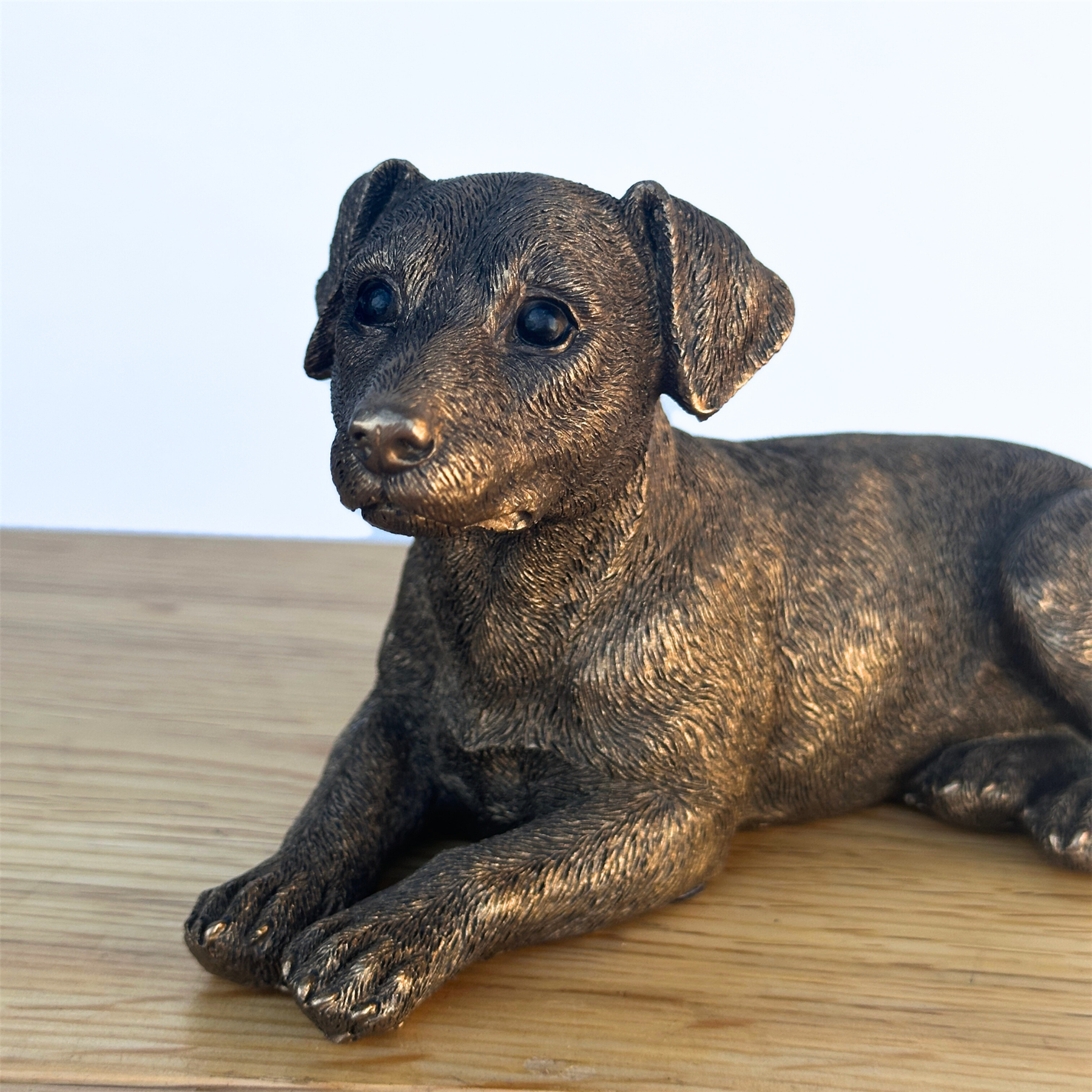 Laying Jack Russell Terrier Dog figurine, Leonardo Reflections Bronzed, gift boxed