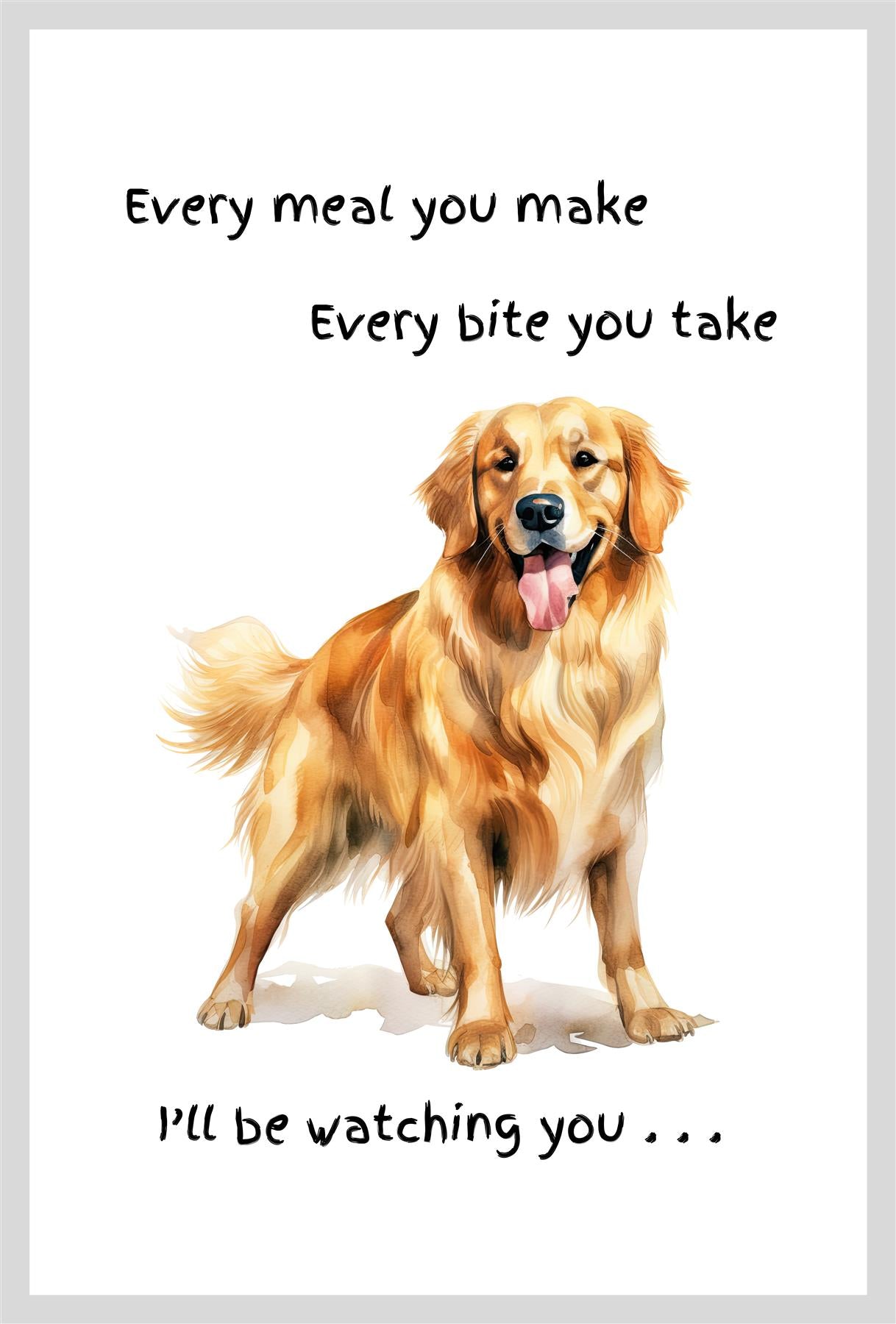 Dog lover novelty Tea Towel, with Dog Breed image and 'Watching you' funny wording, quality cotton (Retriever)