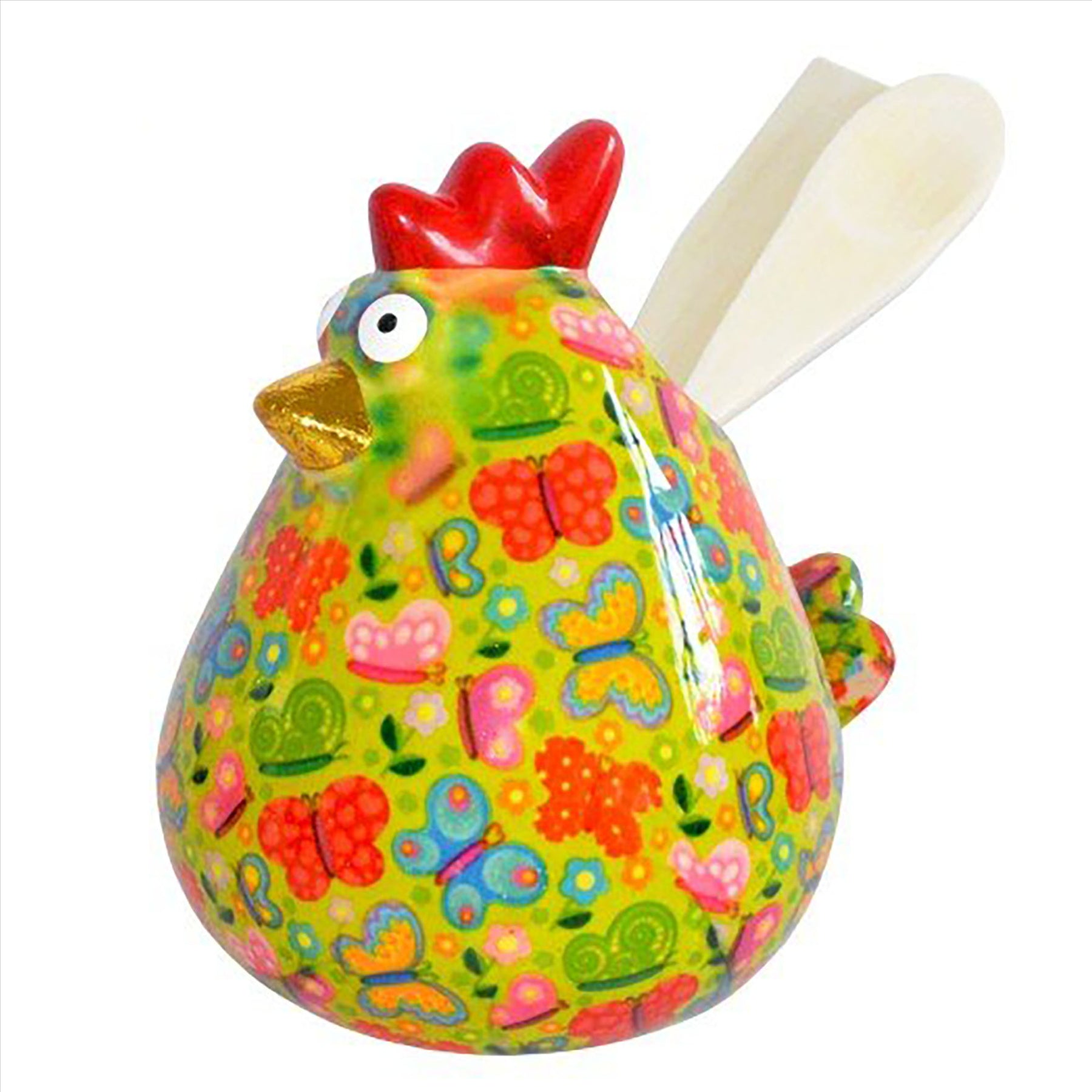 Pomme Pidou 'Matilda' bright coloured ceramic Chicken shaped kitchen utensil holder with utensils (3 PACK, ASSORTED)