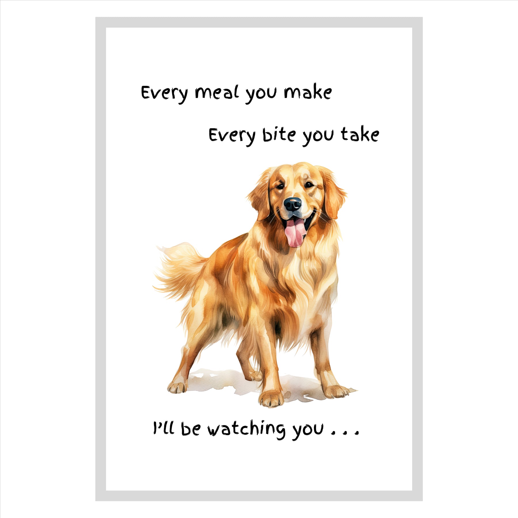 Dog Tea Towel With 'Watching You' Funny Wording (Golden Retriever)