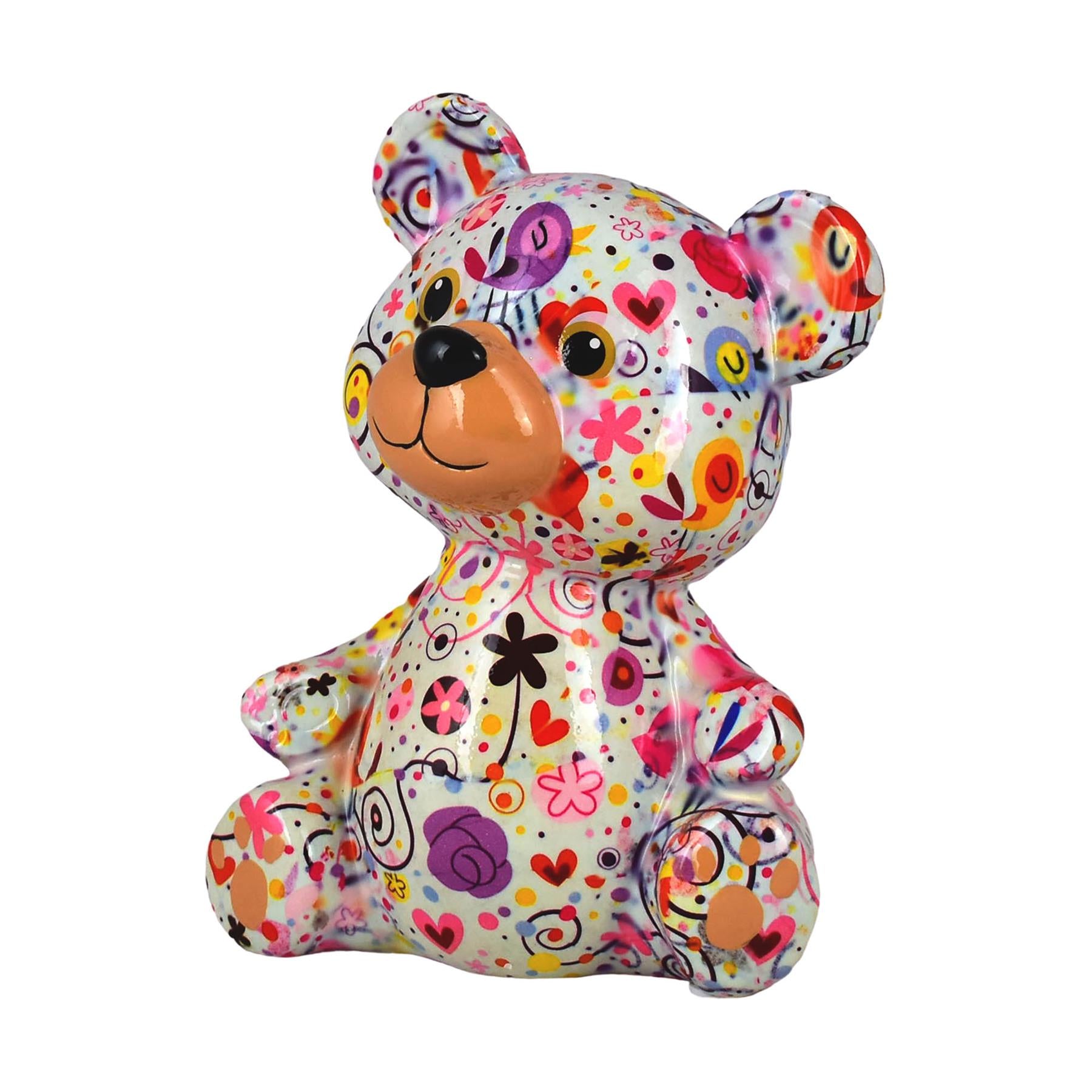 Pomme Pidou medium 'Toto' bright coloured ceramic Teddy Bear shaped Money Box (6 PACK, ASSORTED)