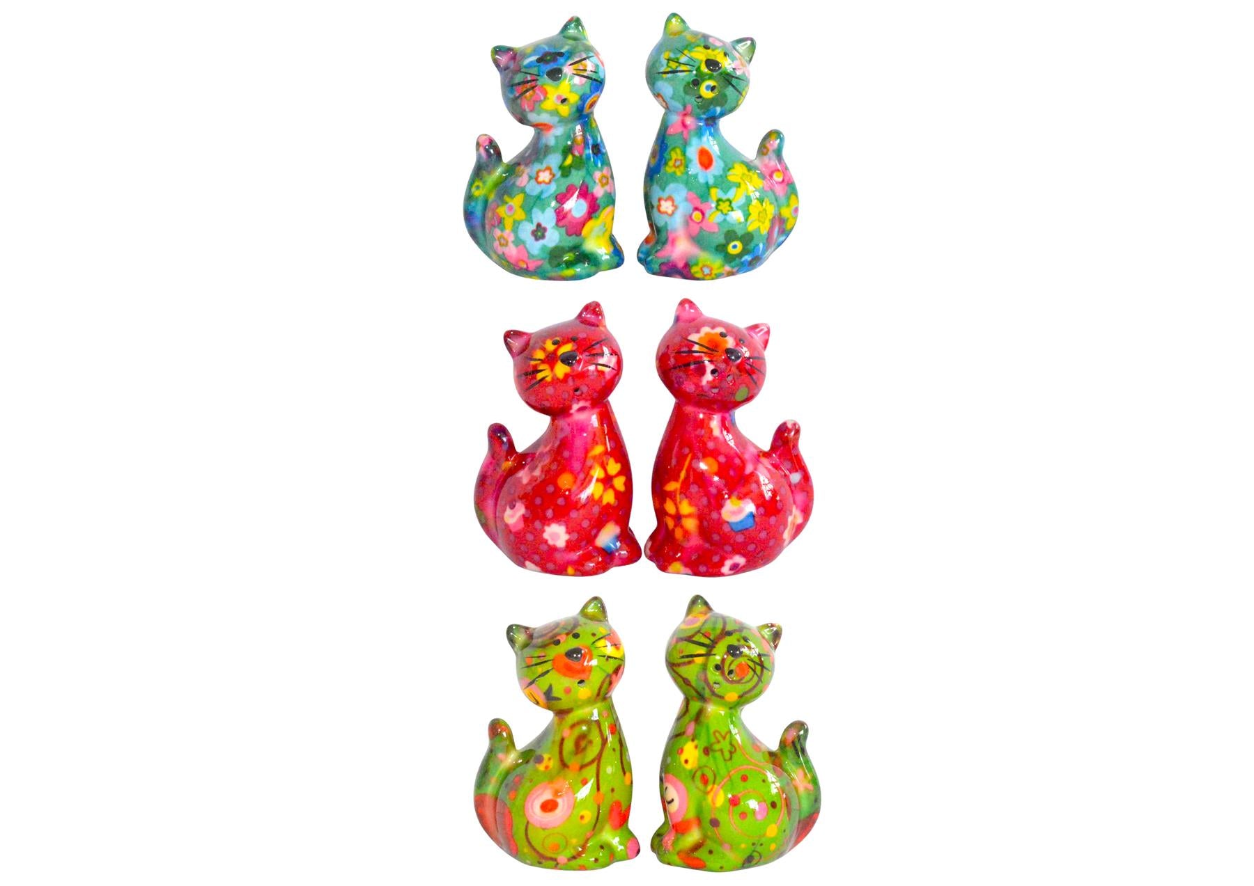 Pomme Pidou 'Caramel' Cat shaped ceramic Salt & Pepper Shaker set (6 SETS, ASSORTED)