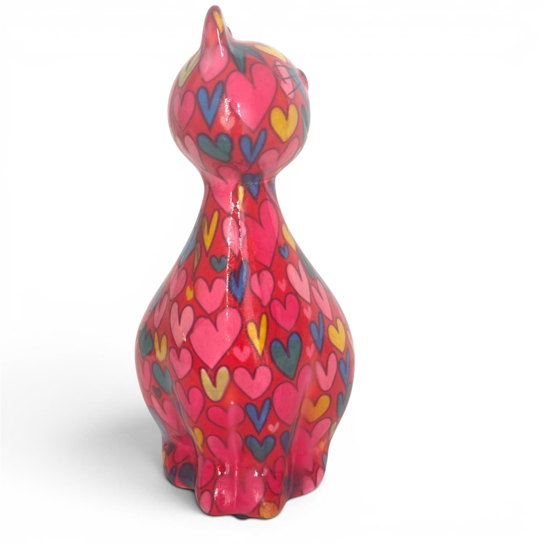 Pomme Pidou 'Beau' the Cat With Love Hearts Pattern Ceramic Figurine