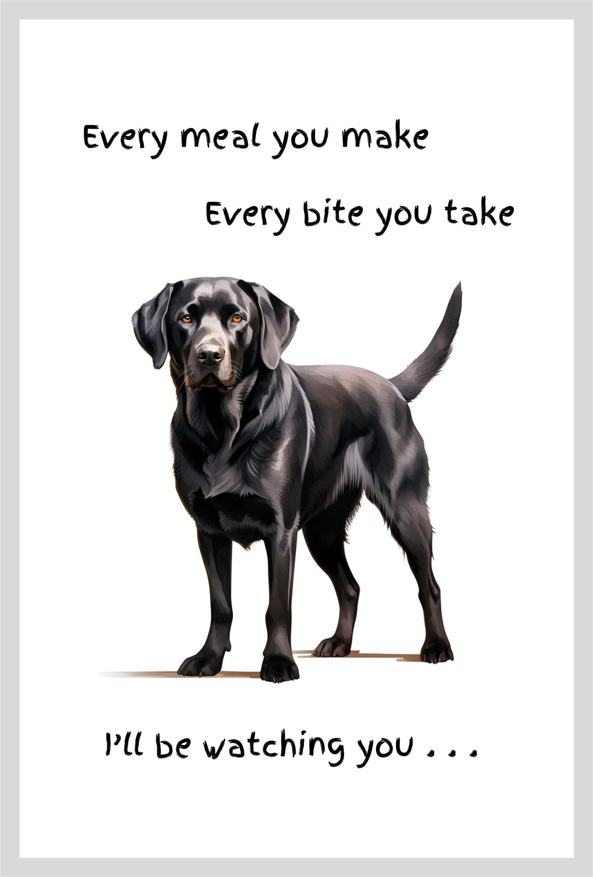 'Love Dogs' Dog Breed Tea Towel With 'Watching you' funny wording (Black Labrador)