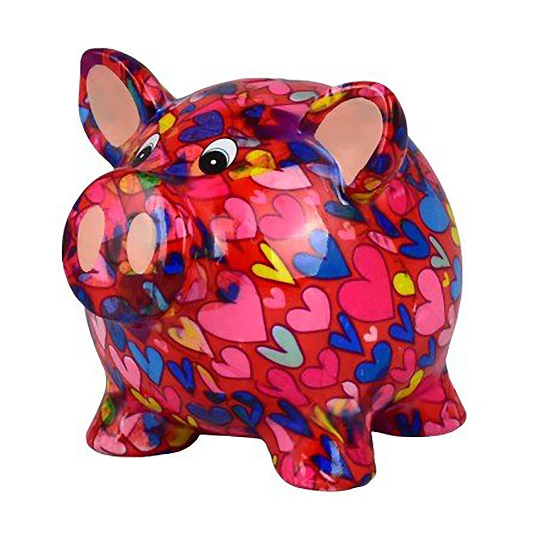 Pomme Pidou 'Rosie' (Medium) bright coloured ceramic Pig shaped Money Box (Medium) (6 PACK, ASSORTED)