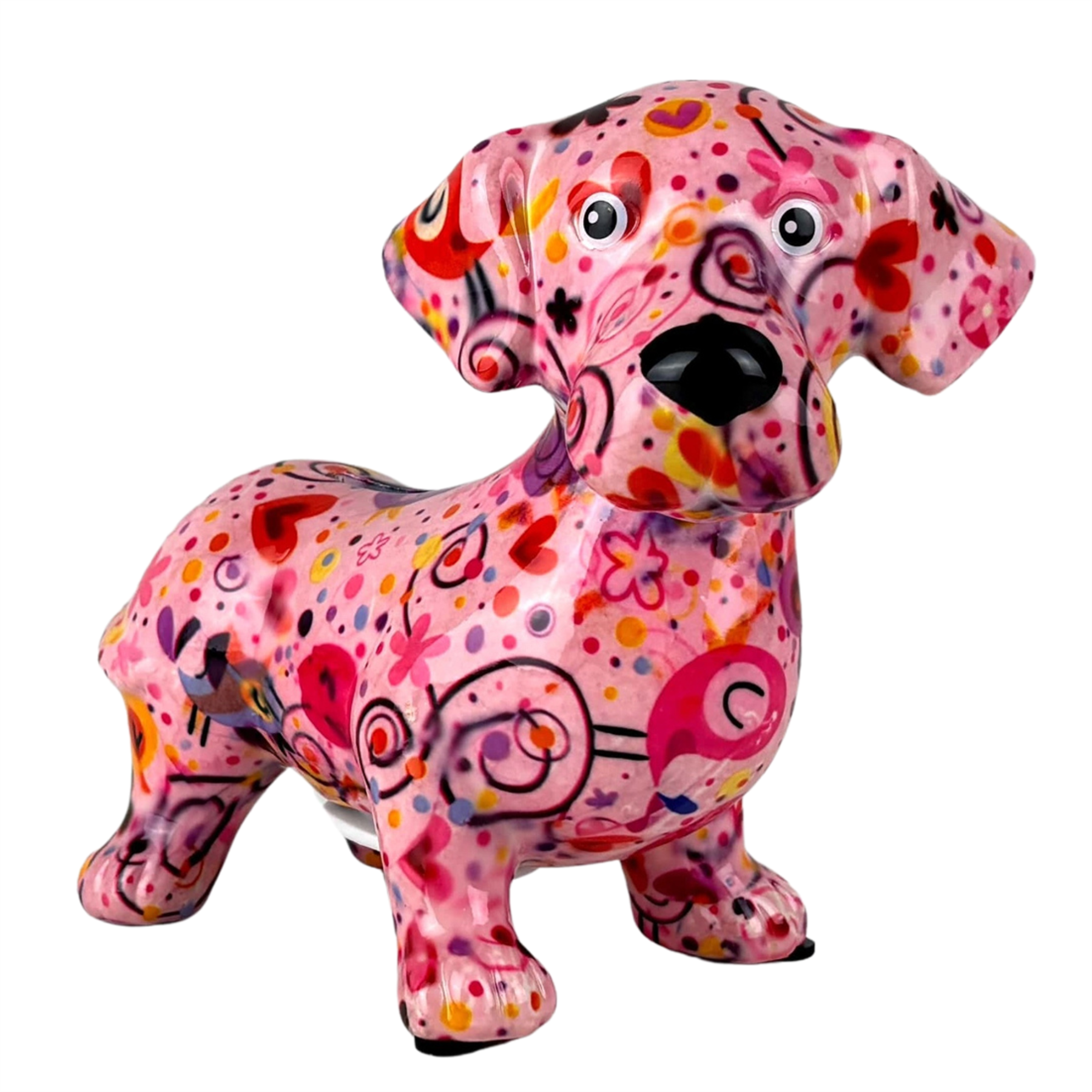 Pomme Pidou 'Dennis' Dachshund Sausage Dog Shaped Ceramic Money Box, 17 cm, gift boxed (8 PACK)