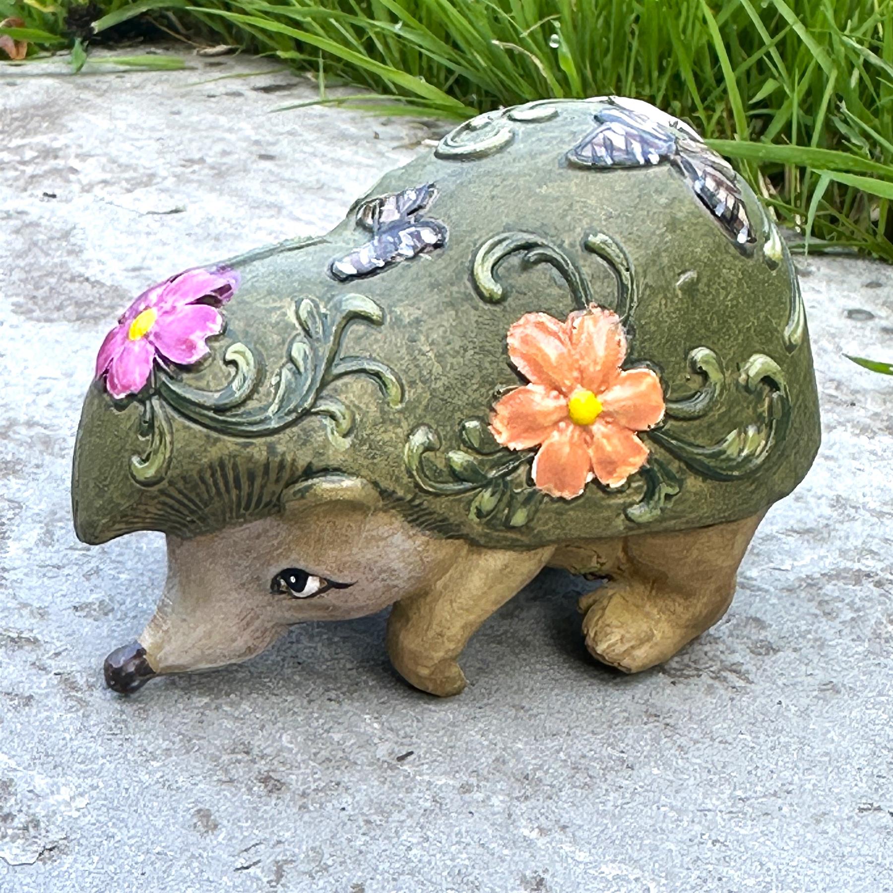 BOX OF FOUR Flower pot hangers, wood effect bohemian colours (2 each of Rabbit & Hedgehog)