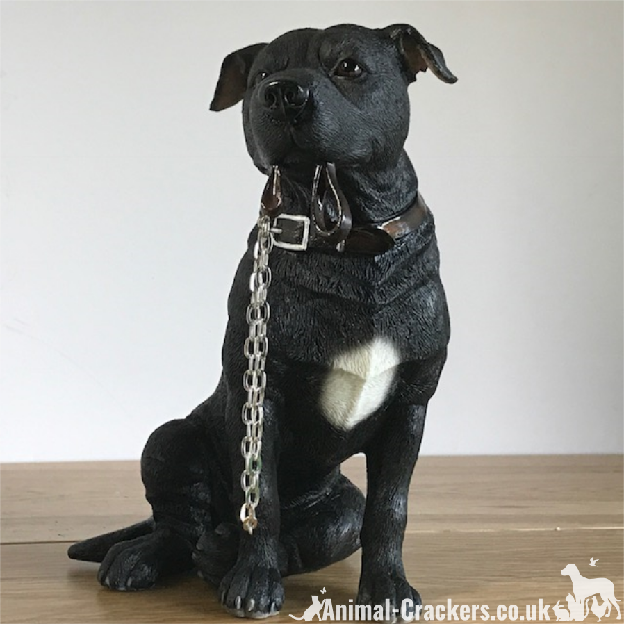 Black Staffordshire Bull Terrier 'Staffie' ornament from the Leonardo 'Walkies' range