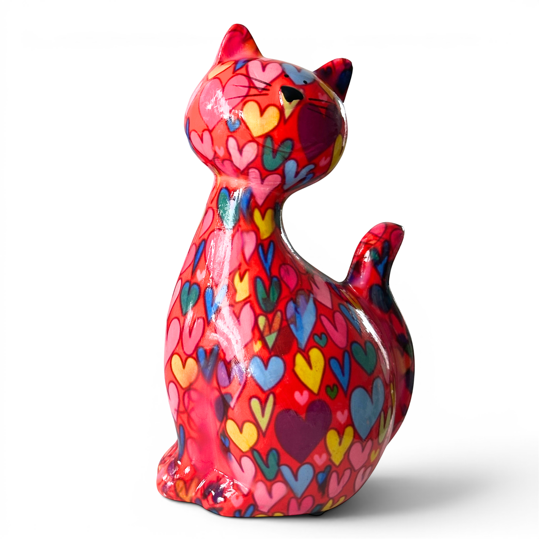 Pomme Pidou 'Beau' the Cat With Love Hearts Pattern Ceramic Figurine