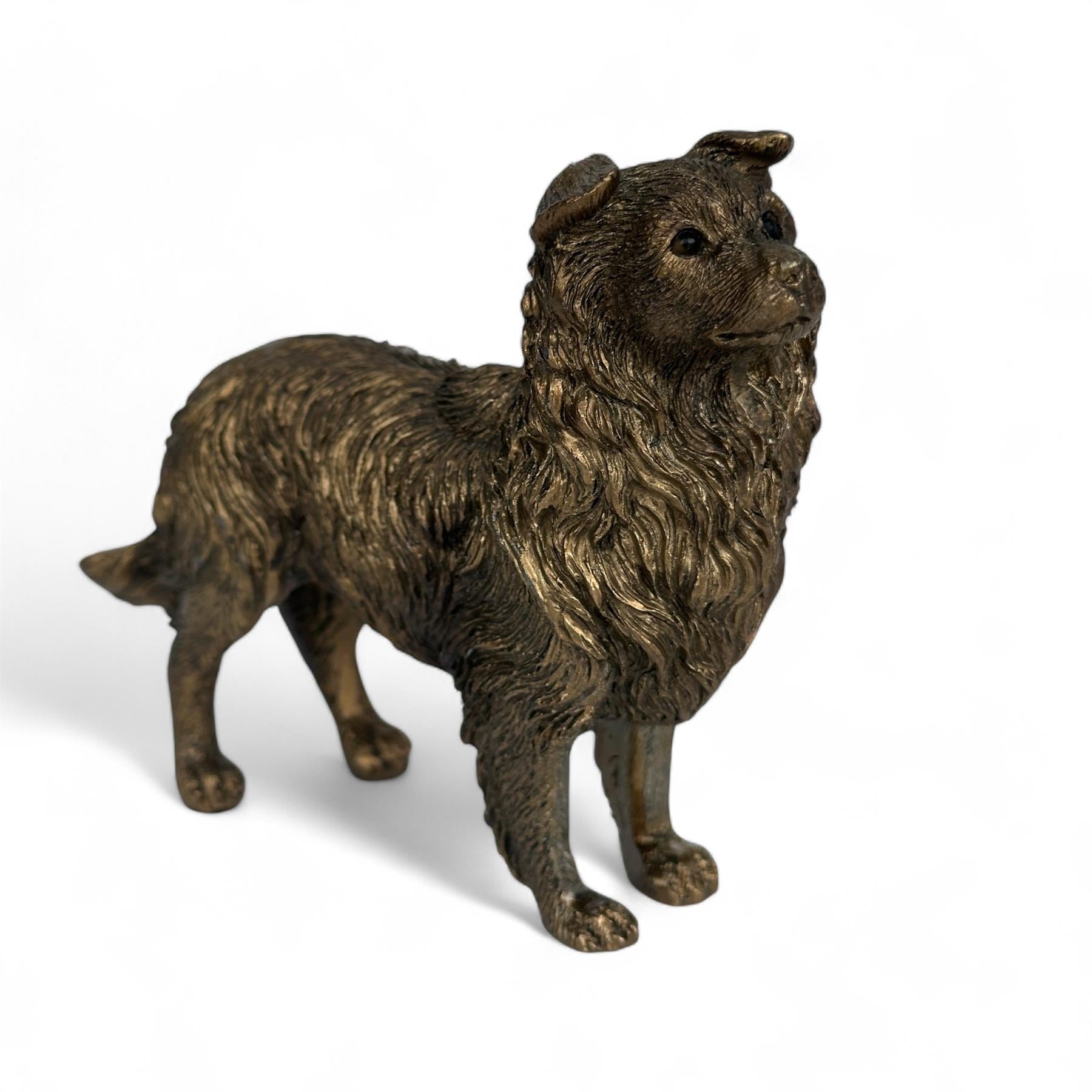 Border Collie Dog figurine, Leonardo Reflections Bronzed, gift boxed