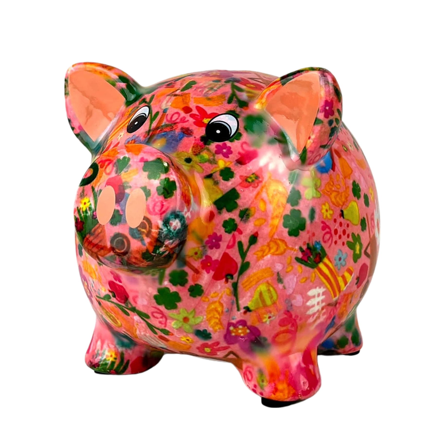 Pomme Pidou 'Rosie' Traditional Pig Shaped Ceramic Money Box Piggy Bank, 15cm, gift boxed (8 PACK)