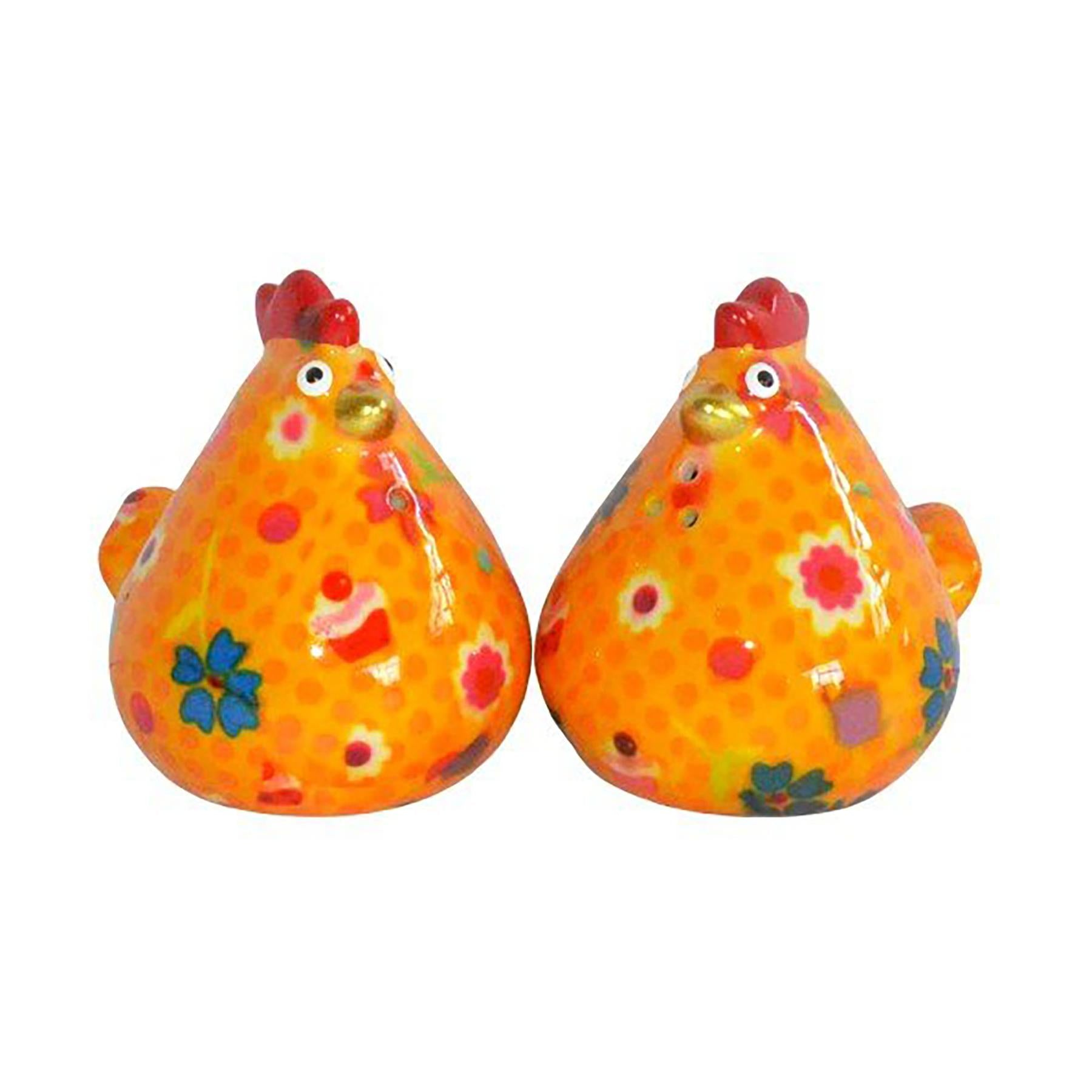 Pomme Pidou 'Matilda' bright coloured ceramic Chicken shaped Salt & Pepper Shaker set (6 SETS, ASSORTED)