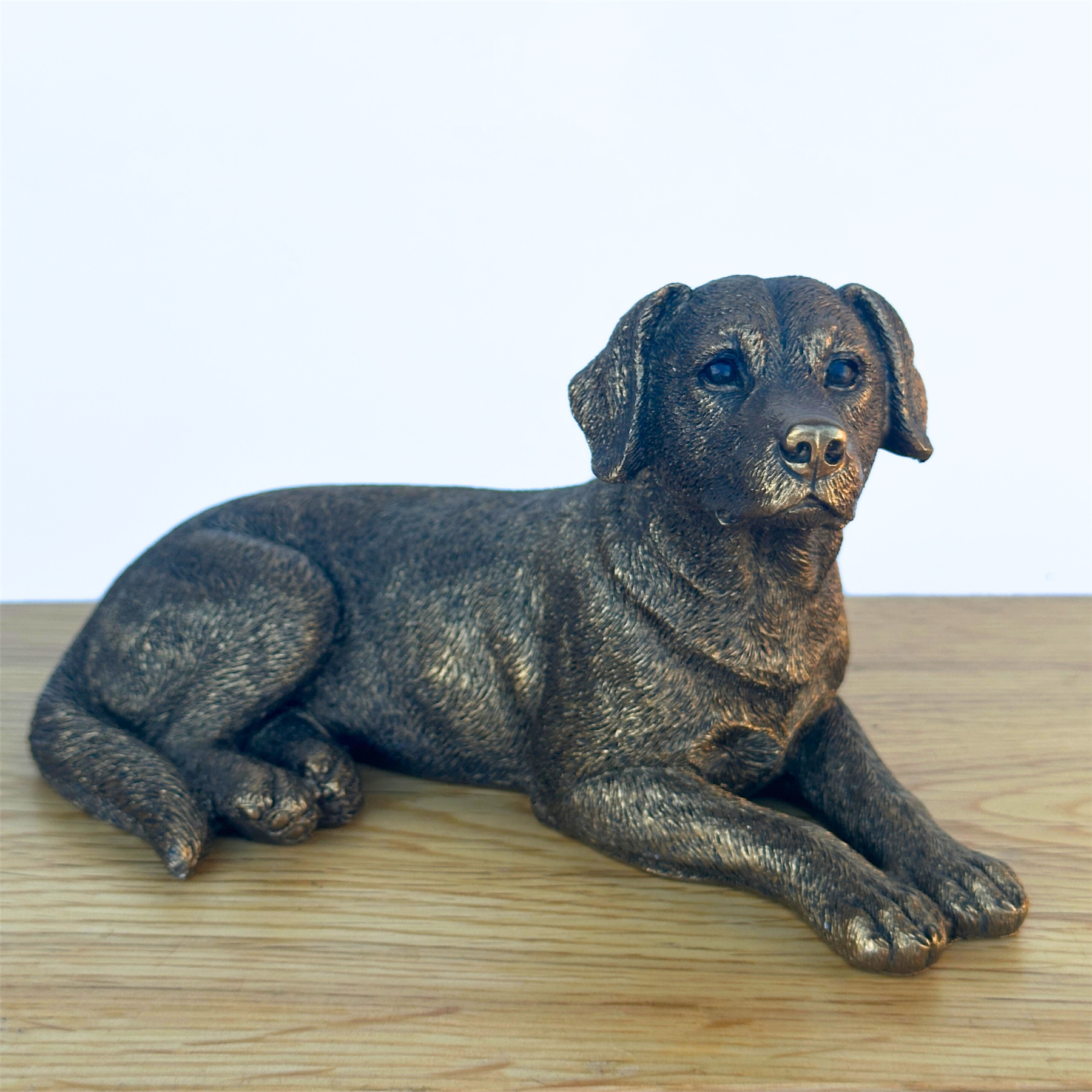 Laying Labrador Dog figurine, Leonardo Reflections Bronzed, gift boxed