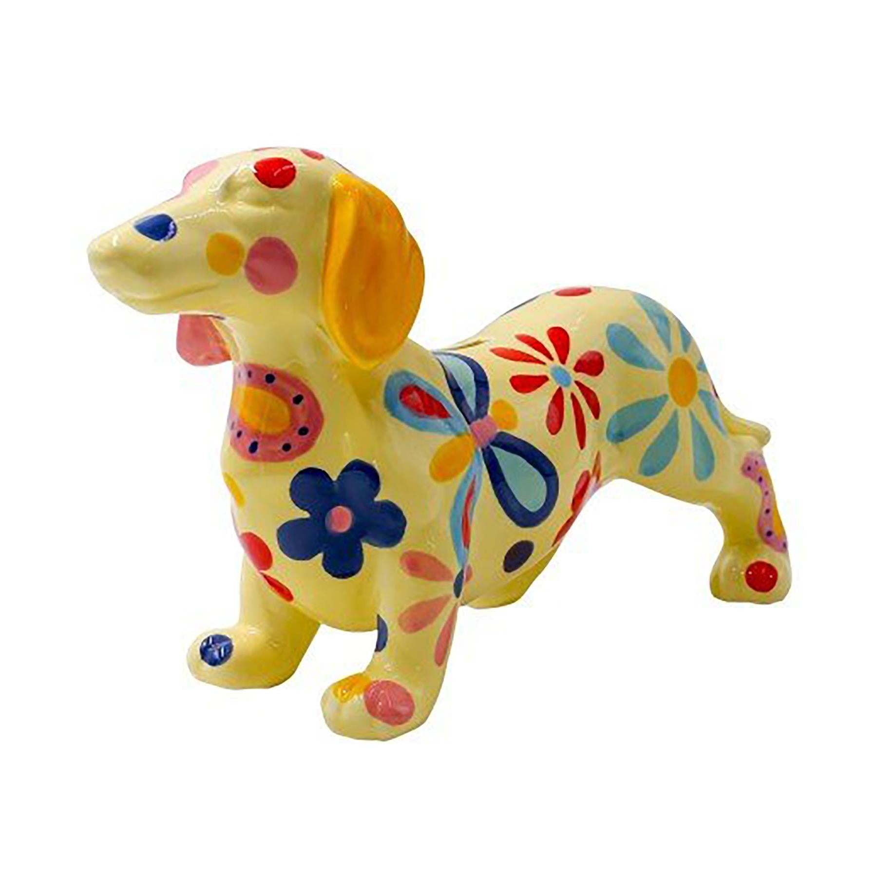 Pomme Pidou 'Frankie Blossom Bliss' Dachshund shaped ceramic Money Box (Medium) (6 PACK, ASSORTED)