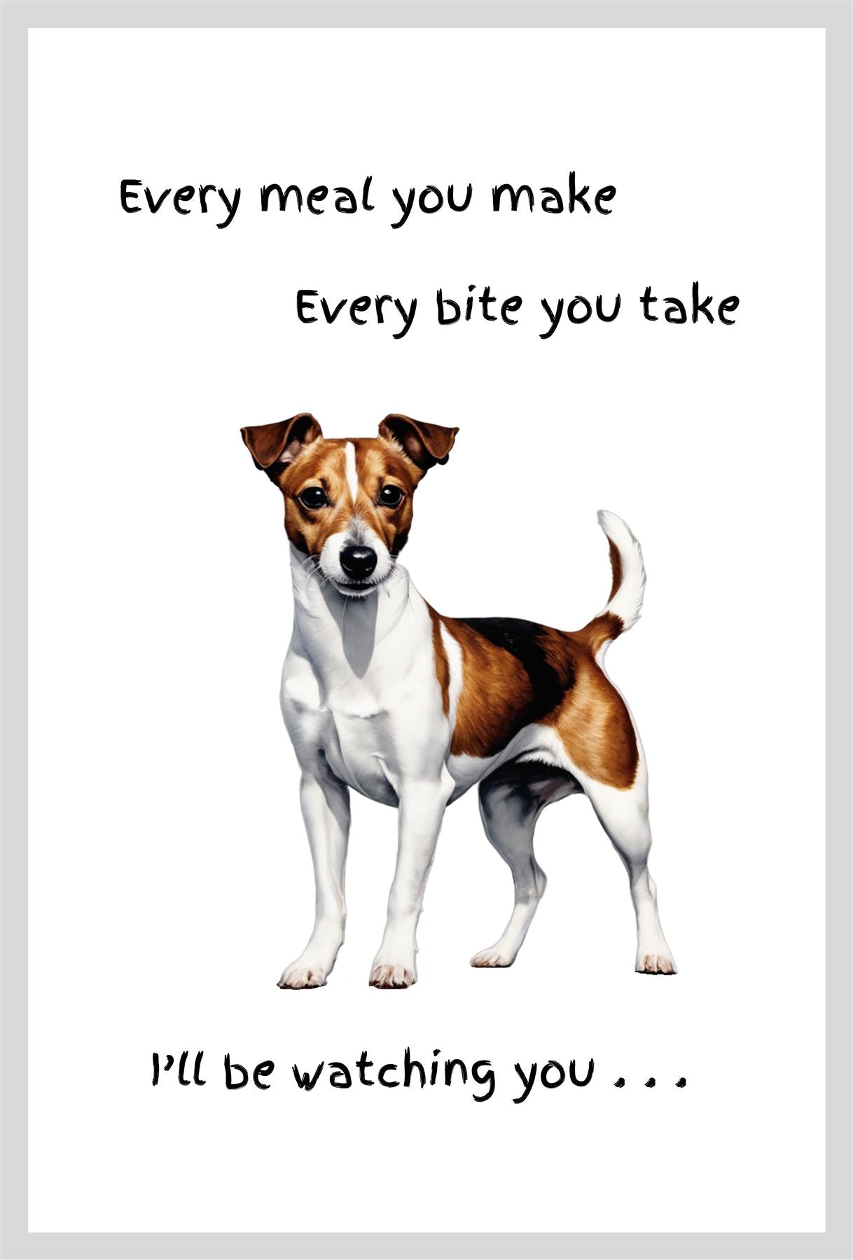 'Love Dogs' Dog Breed Tea Towel With 'Watching you' funny wording (Jack Russell Terrier)