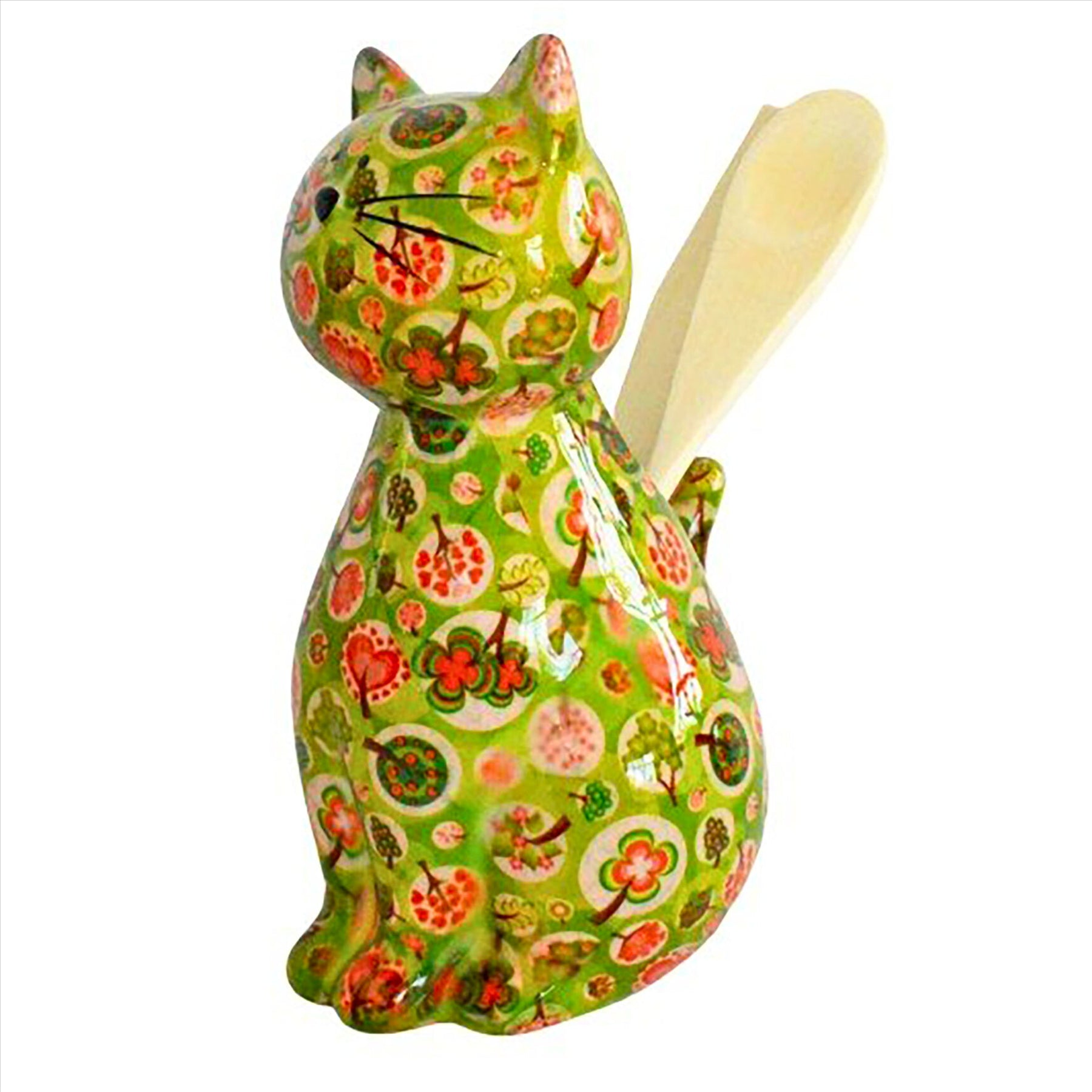 Pomme Pidou 'Caramel' bright coloured ceramic Cat shaped kitchen utensil holder with utensils (3 PACK, ASSORTED)