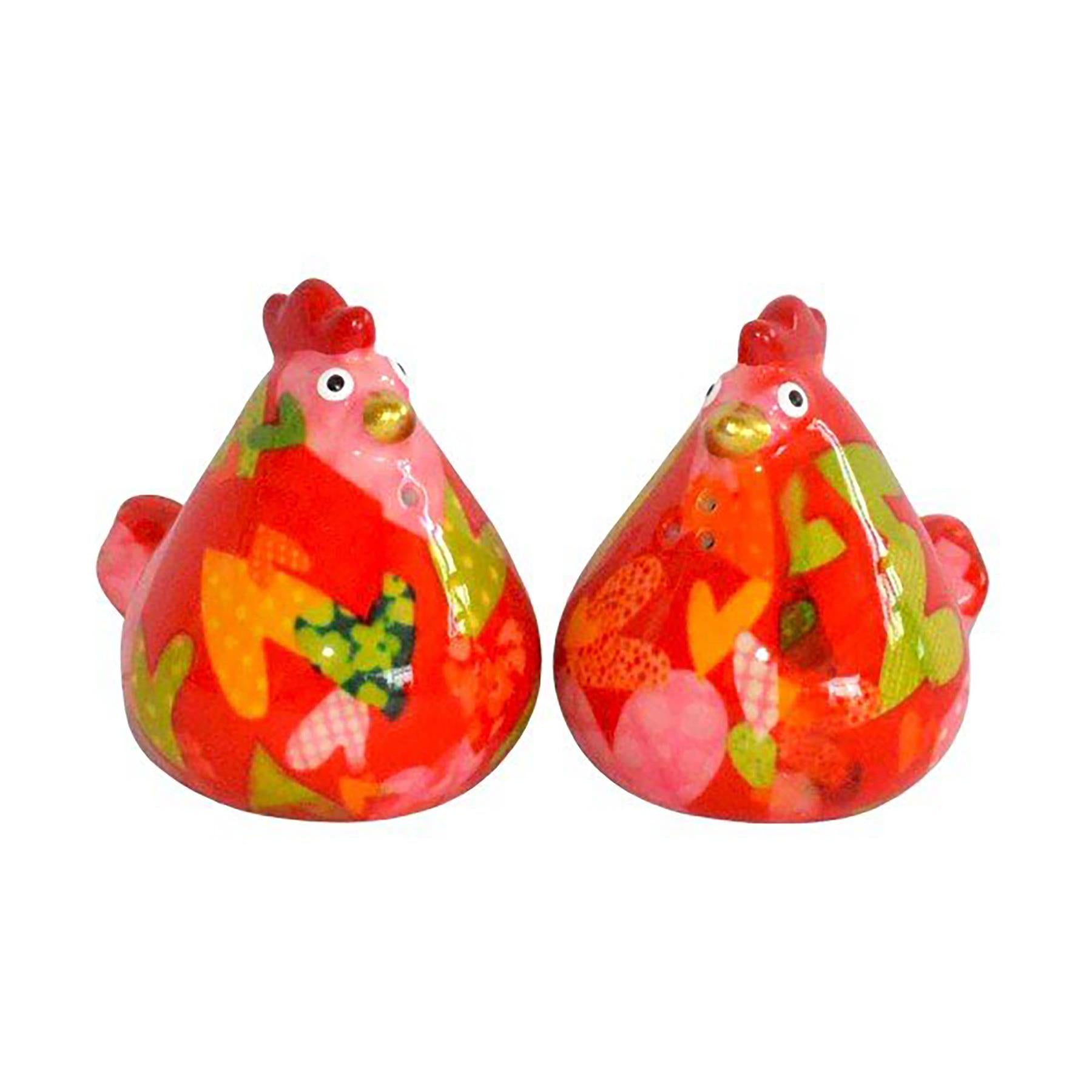 Pomme Pidou 'Matilda' bright coloured ceramic Chicken shaped Salt & Pepper Shaker set (6 SETS, ASSORTED)