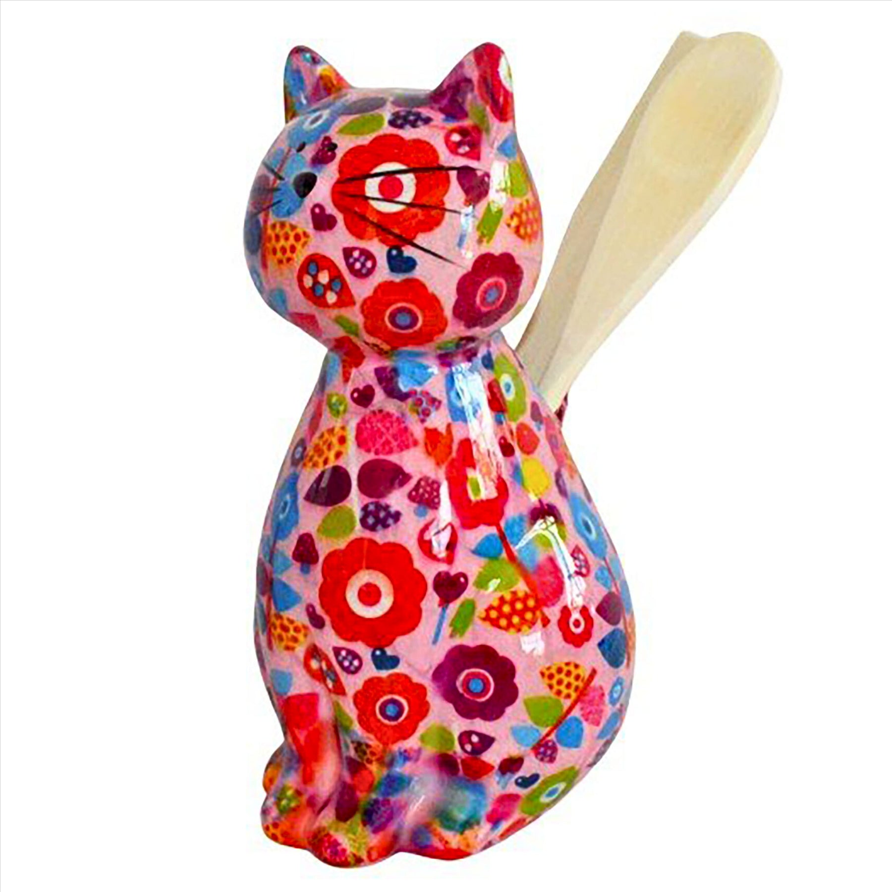 Pomme Pidou 'Caramel' bright coloured ceramic Cat shaped kitchen utensil holder with utensils (3 PACK, ASSORTED)