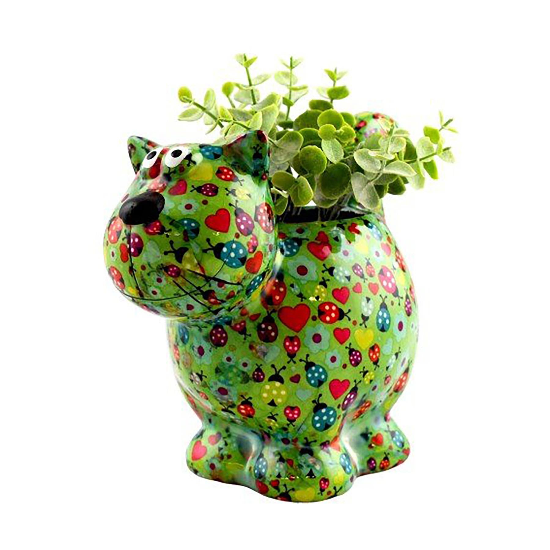 Pomme Pidou 'Dorothy' bright coloured cat shaped ceramic planter (6 PACK, ASSORTED)