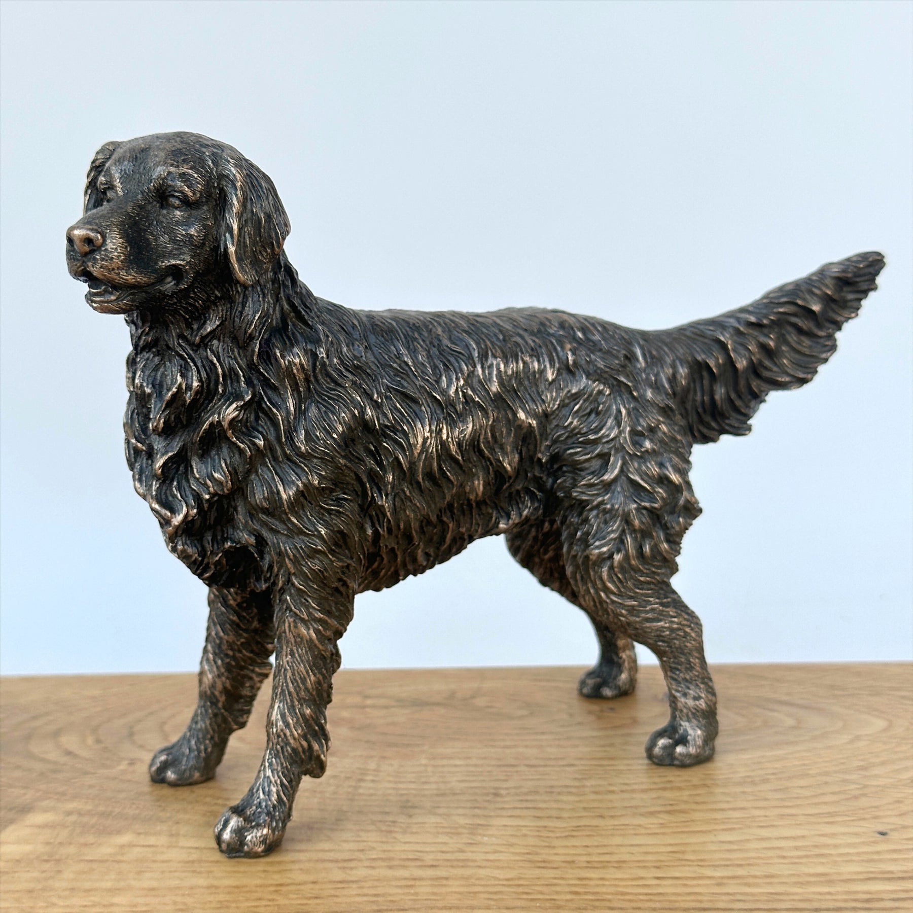 Retriever figurine in solid cold cast bronze, gift boxed
