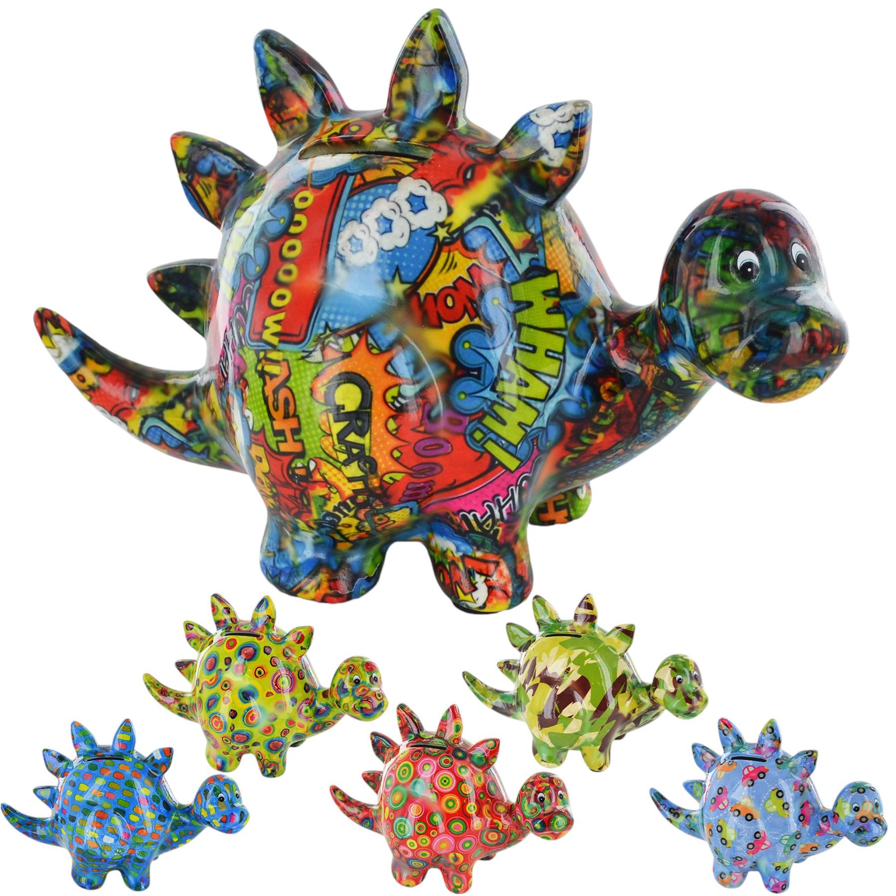 Pomme Pidou 'Zorc' the Dinosaur ceramic Money Box (6 PACK, ASSORTED)