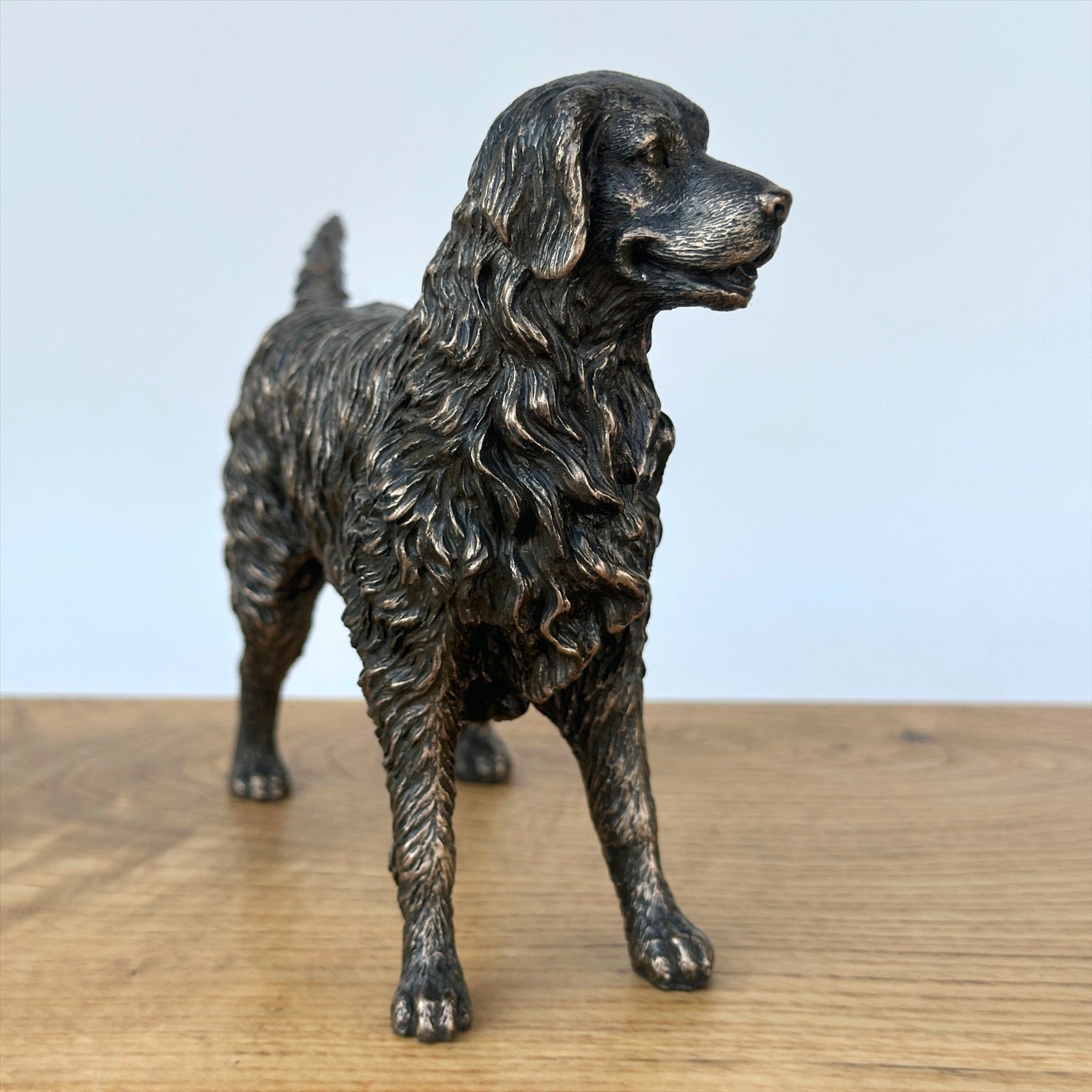 Retriever figurine in solid cold cast bronze, gift boxed
