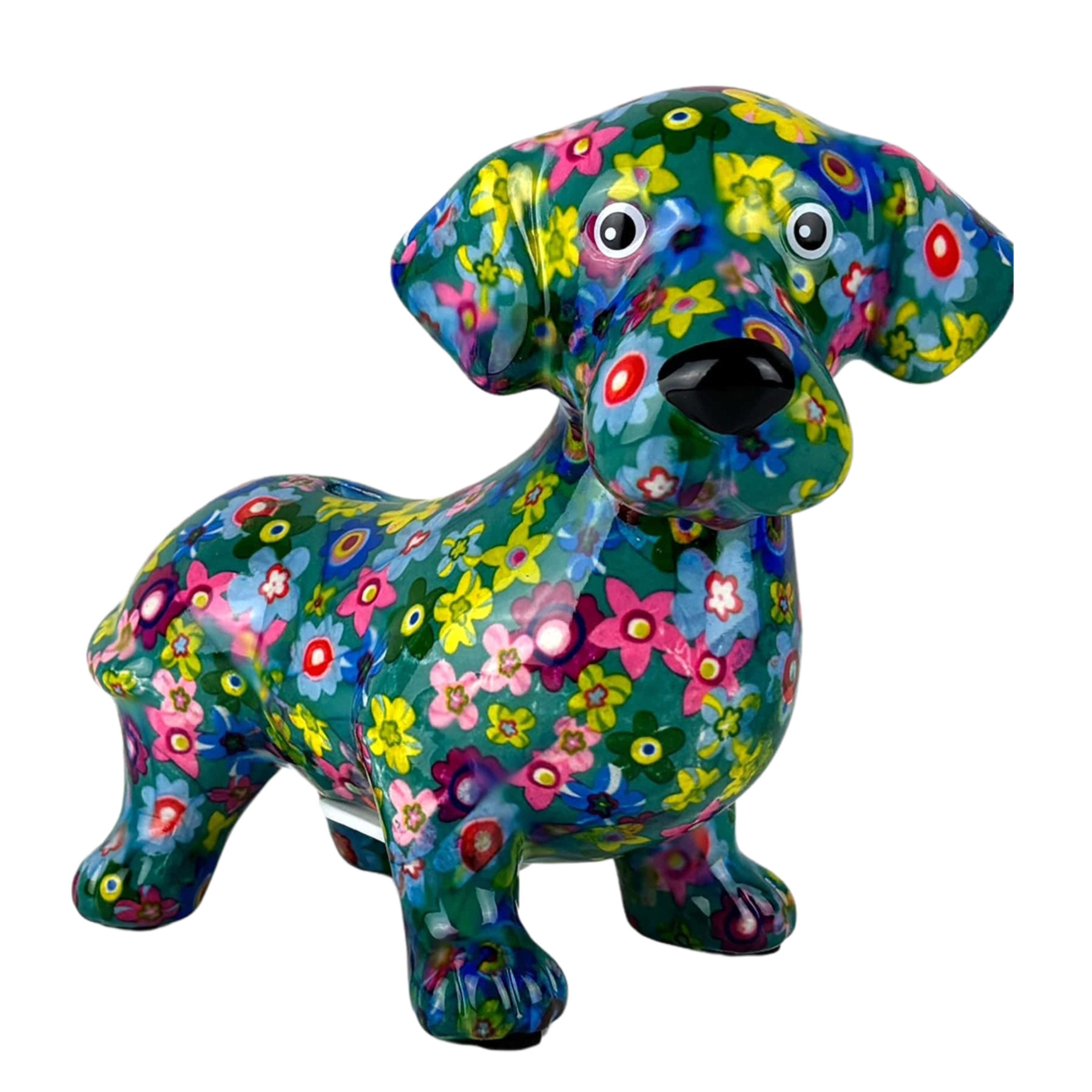 Pomme Pidou 'Dennis' Dachshund Sausage Dog Shaped Ceramic Money Box, 17 cm, gift boxed (8 PACK)