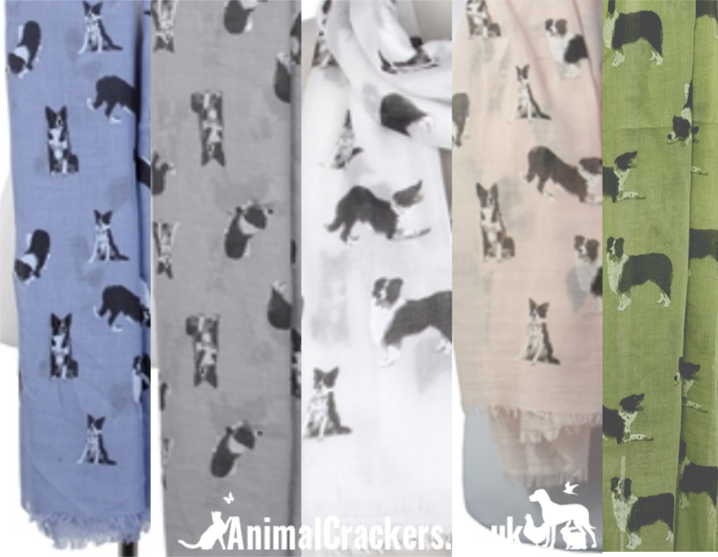 Border Collie (black & white print) ladies Scarf Sarong, quality cotton mix fabric
