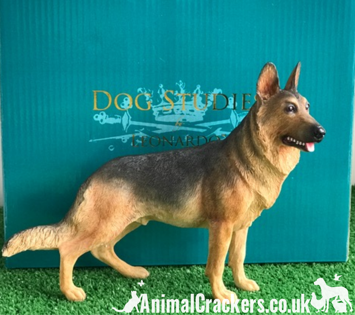 Alsatian German Shepherd ornament quality lifelike Leonardo figurine. Gift boxed