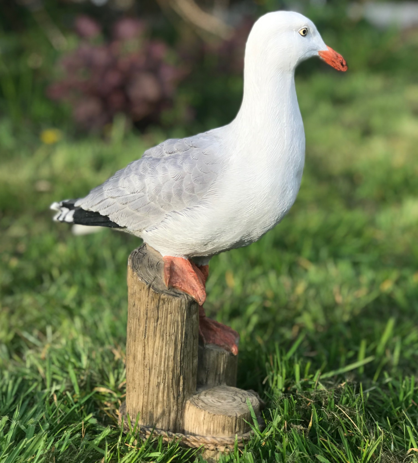 Seagull on post figurine indoor or outdoor ornament or nautical decoration