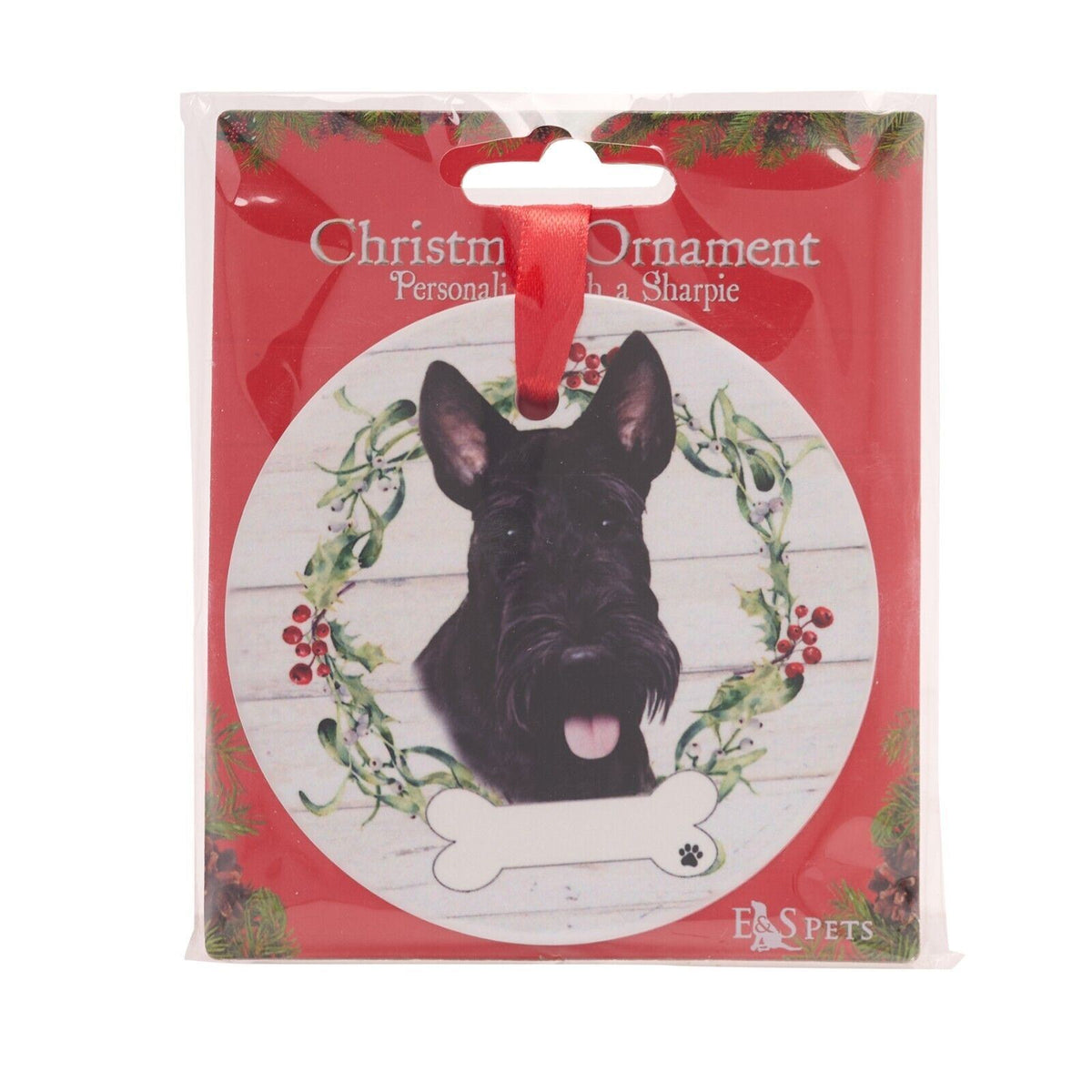 Scottish Terrier hanging decoration ceramic space for name Scottie dog gift