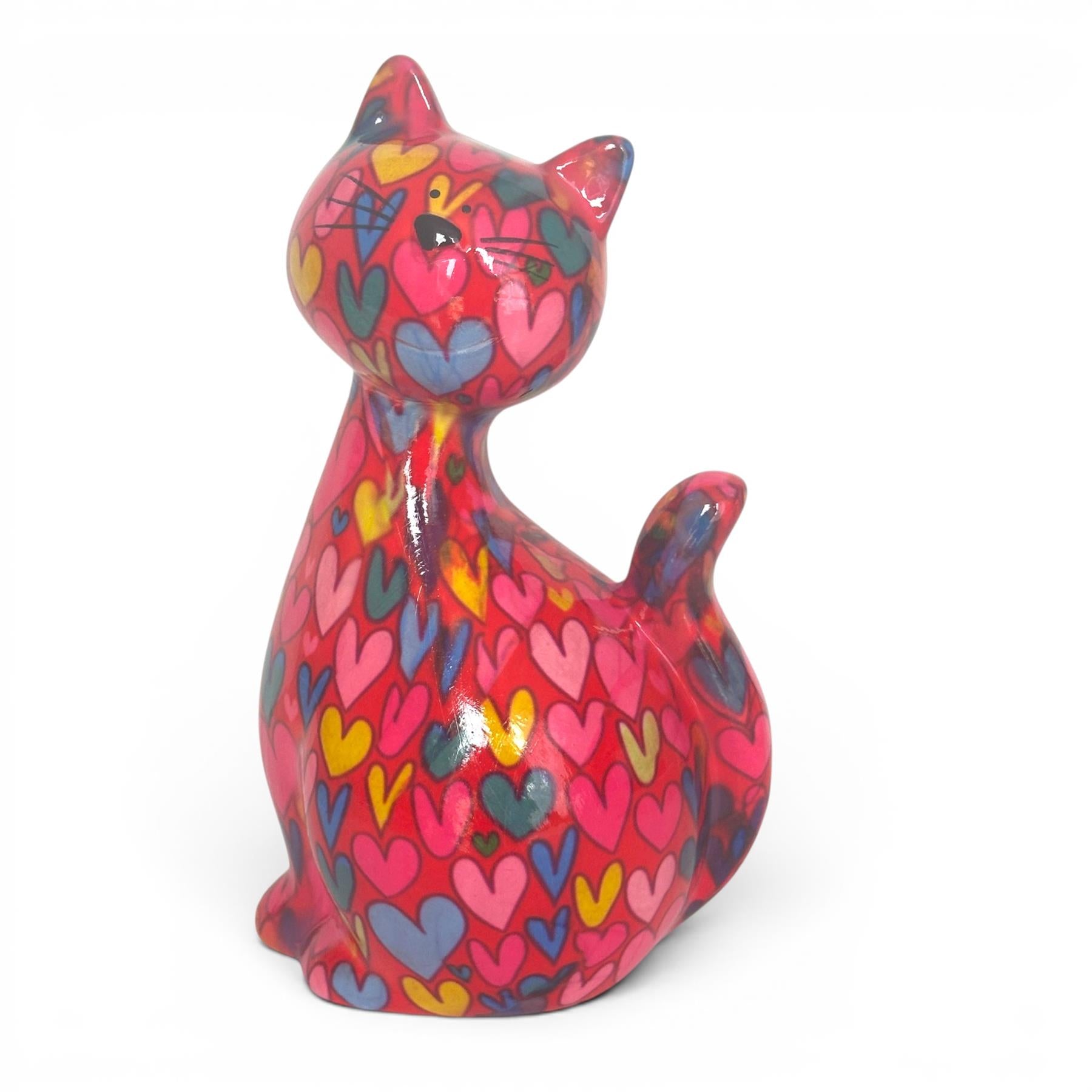 Pomme Pidou 'Beau' the Cat With Love Hearts Pattern Ceramic Figurine