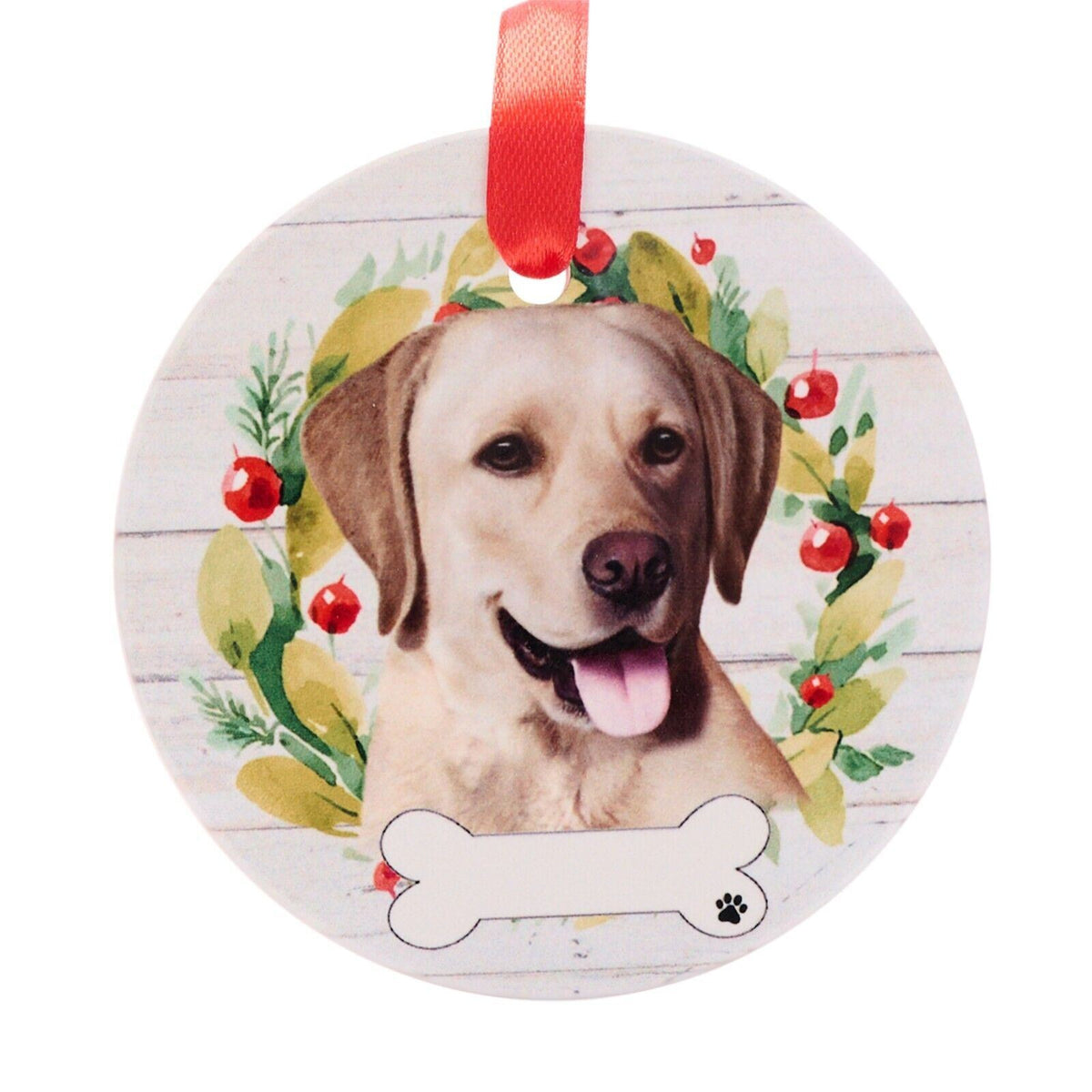 Golden Labrador hanging decoration ceramic space for name dog lover gift