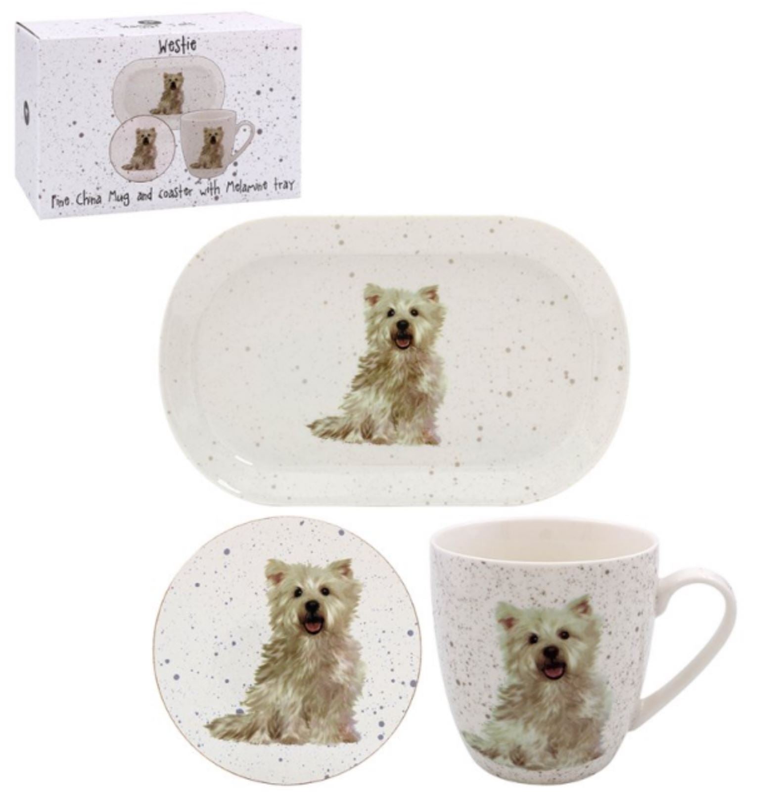 West Highland Terrier Mug Tray & Coaster set by Leonardo Westie Dog lover gift