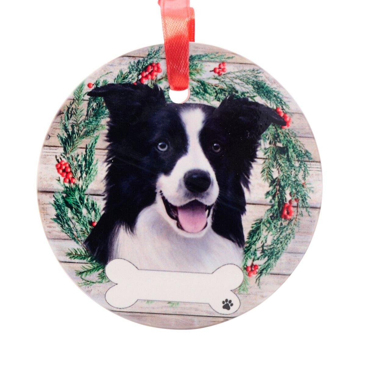 Border Collie hanging decoration ceramic space for name dog lover gift memorial