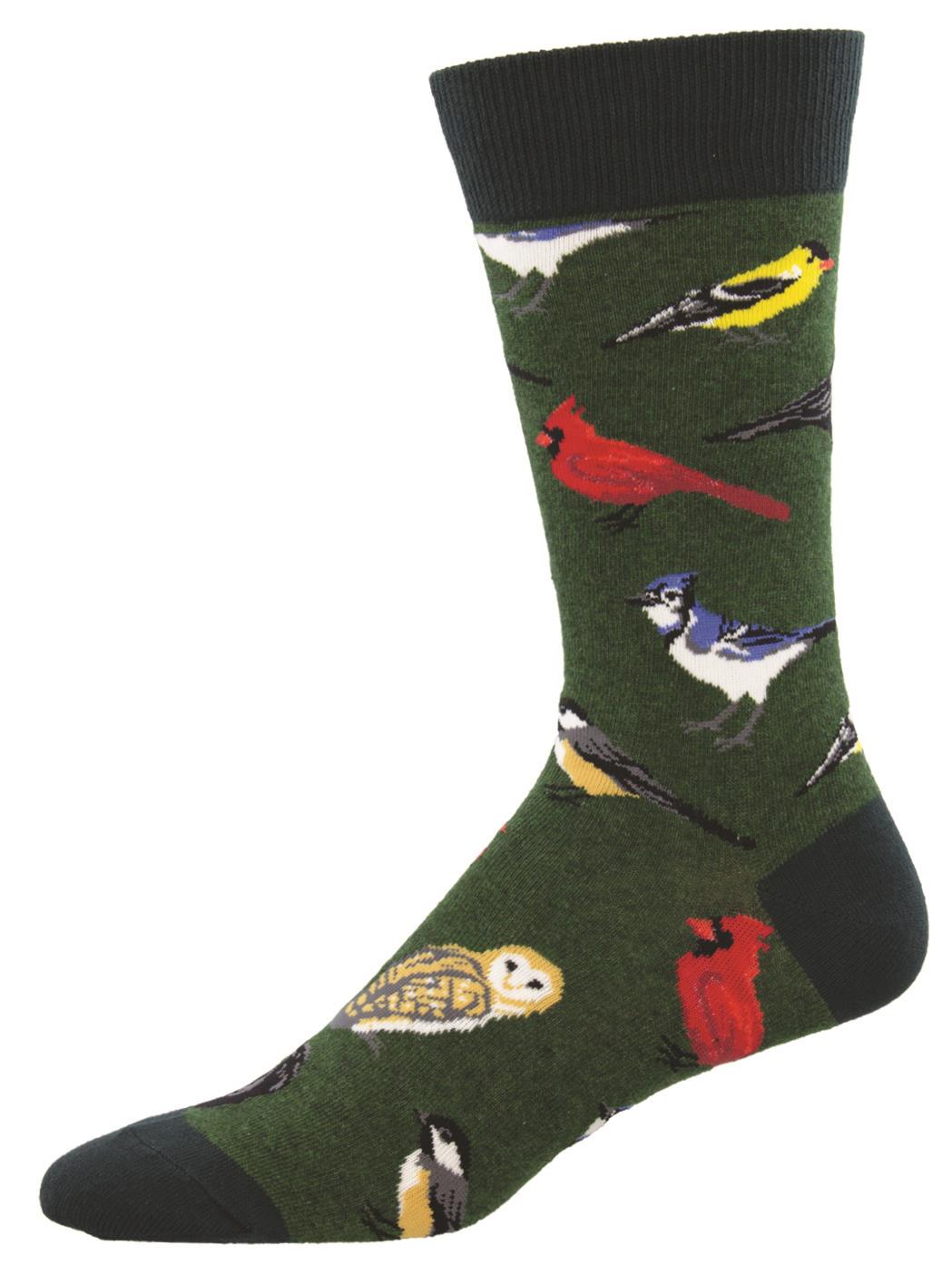 Socksmith 'Birds' design Men's quality Cotton mix crew socks, bright colours and fun design, one size (fits UK size 6.5 to 11.5)