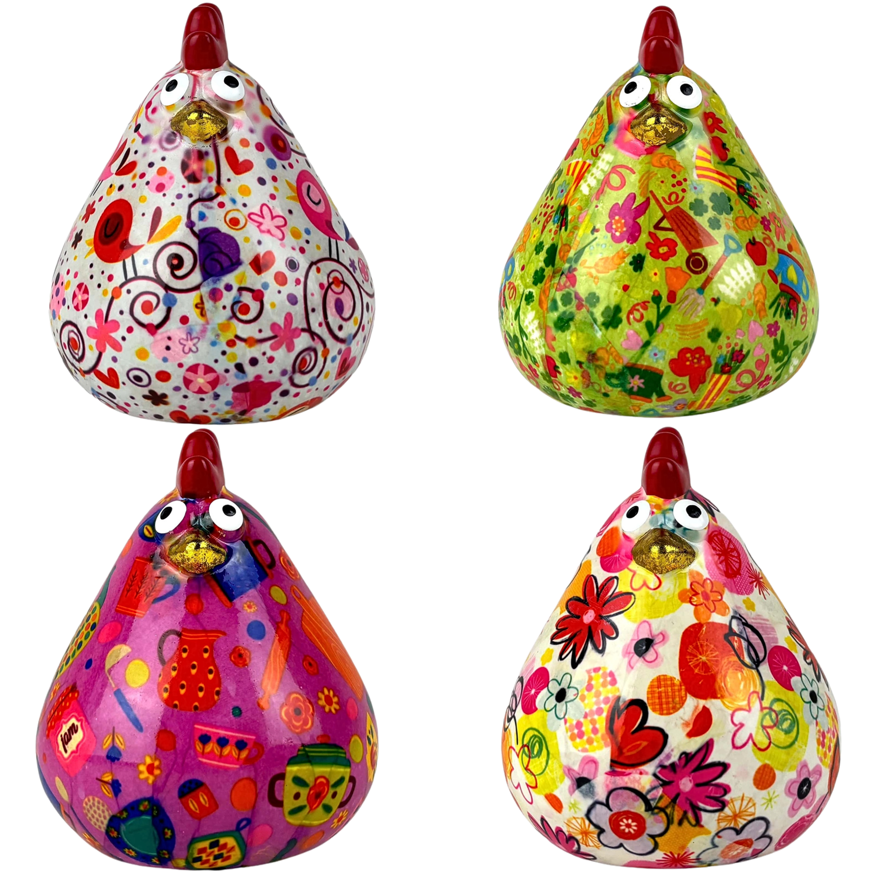 Pomme Pidou 'Matilda' Chicken Shaped Ceramic Money Box, 15cm, gift boxed (8 PACK)