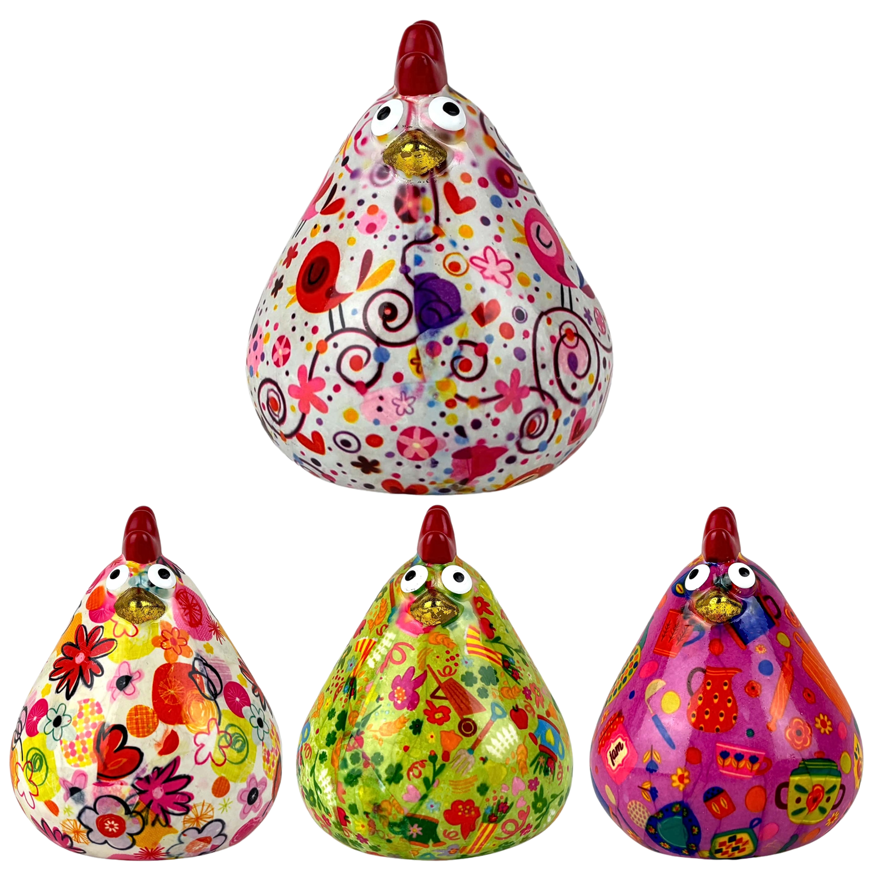 Pomme Pidou 'Matilda' Chicken Shaped Ceramic Money Box, 15cm, gift boxed (8 PACK)