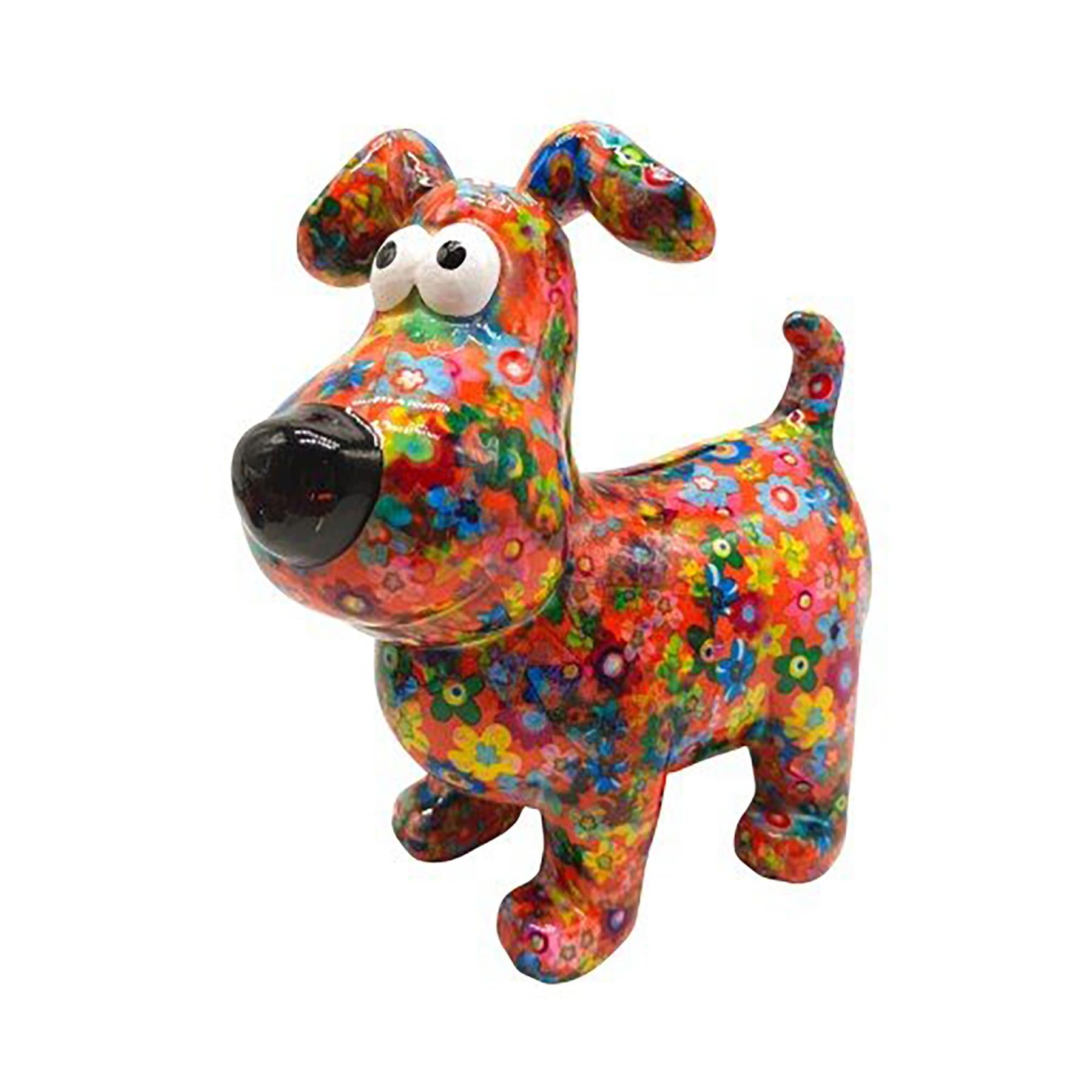 Pomme Pidou 'Hugo' bright coloured ceramic Dog shaped Money Box (Medium) (6  PACK, ASSORTED)