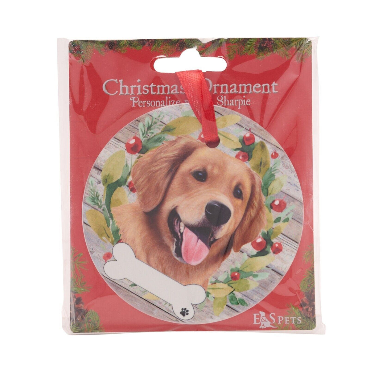 Retriever hanging decoration ceramic with space for name dog lover gift memorial