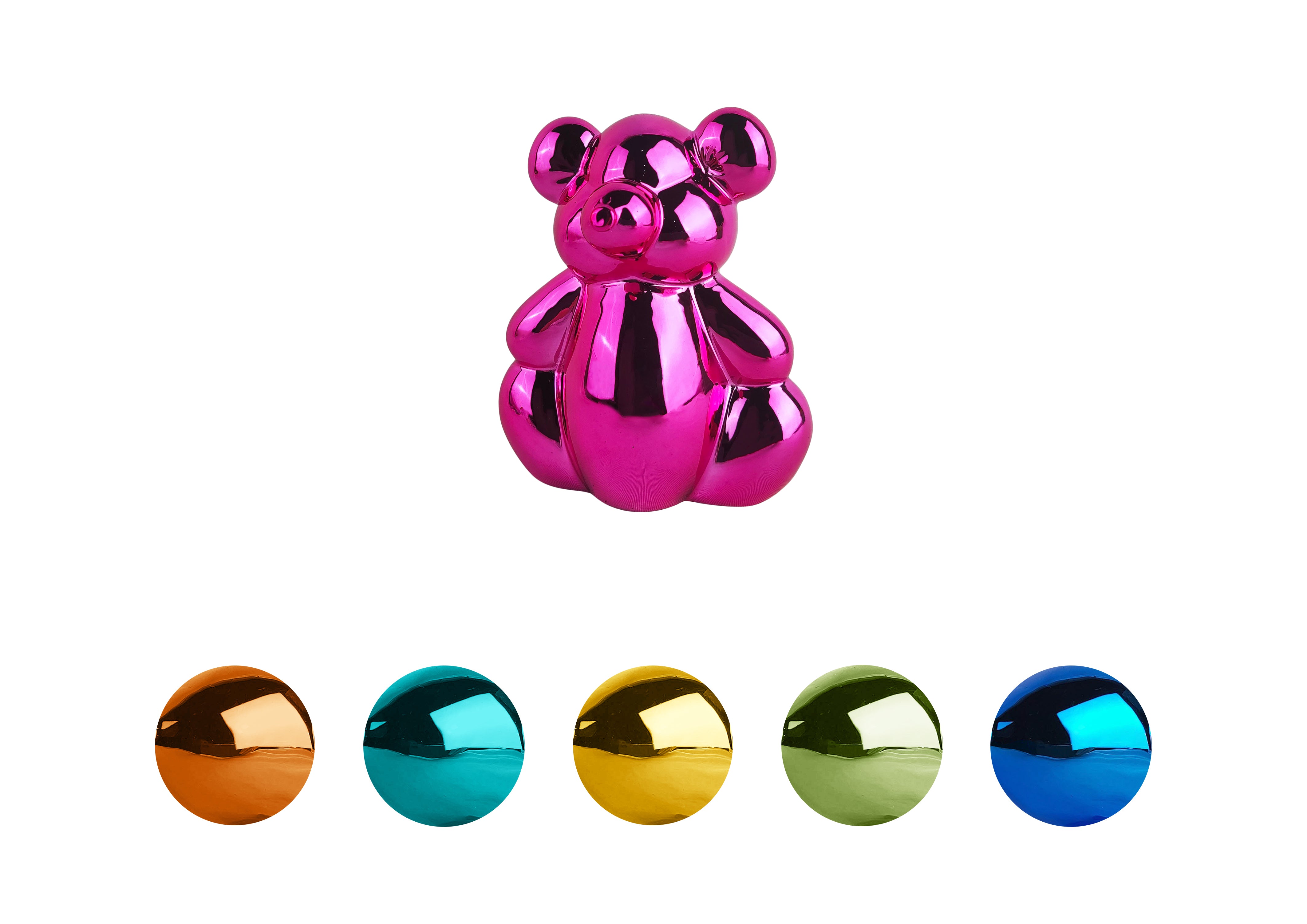 Pomme Pidou 'Waldo' Folly Fiesta mirror finish  ceramic Teddy Bear shaped Money Box (Small) (6 PACK, ASSORTED)