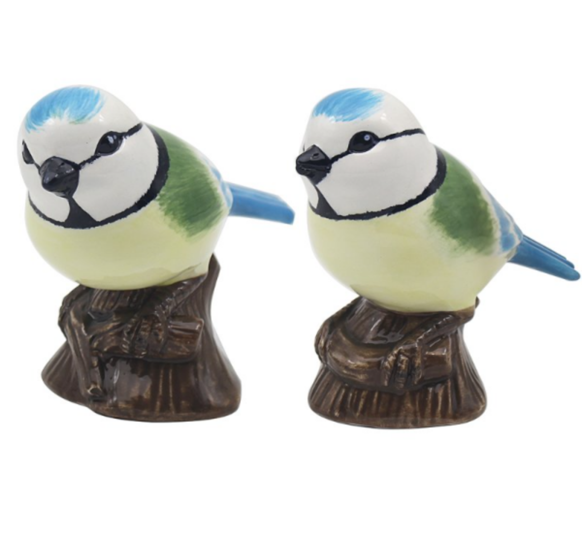 Blue Tits design ceramic Salt & Pepper cruet set by Lesser & Pavey, boxed