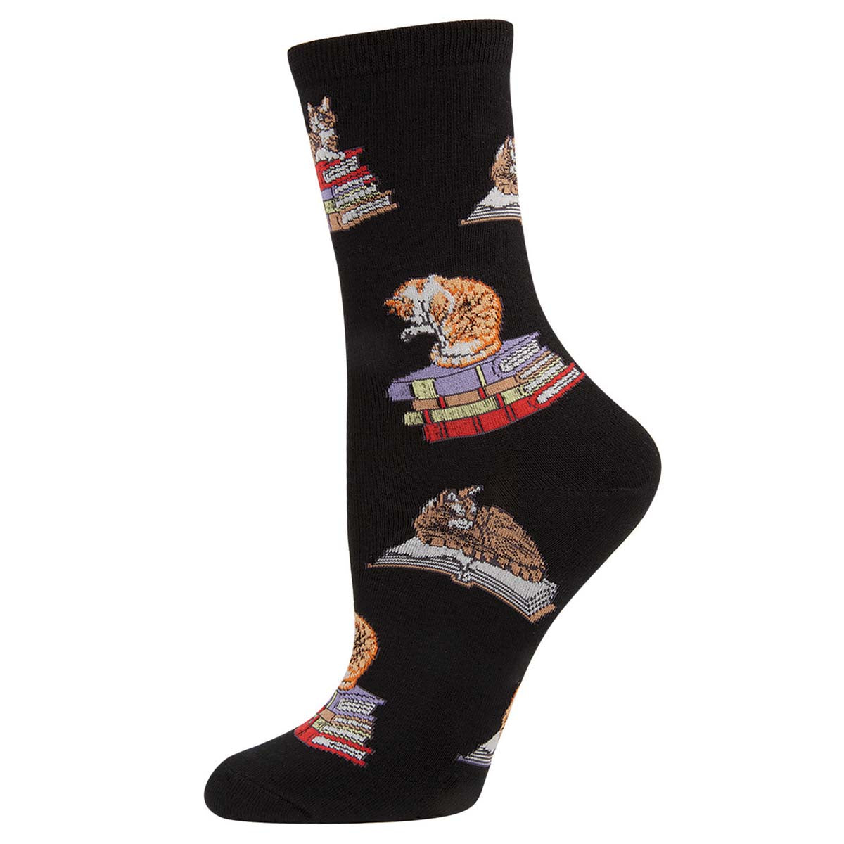 Socksmith Cats On Books 6 Pack - Cotton Crew Socks