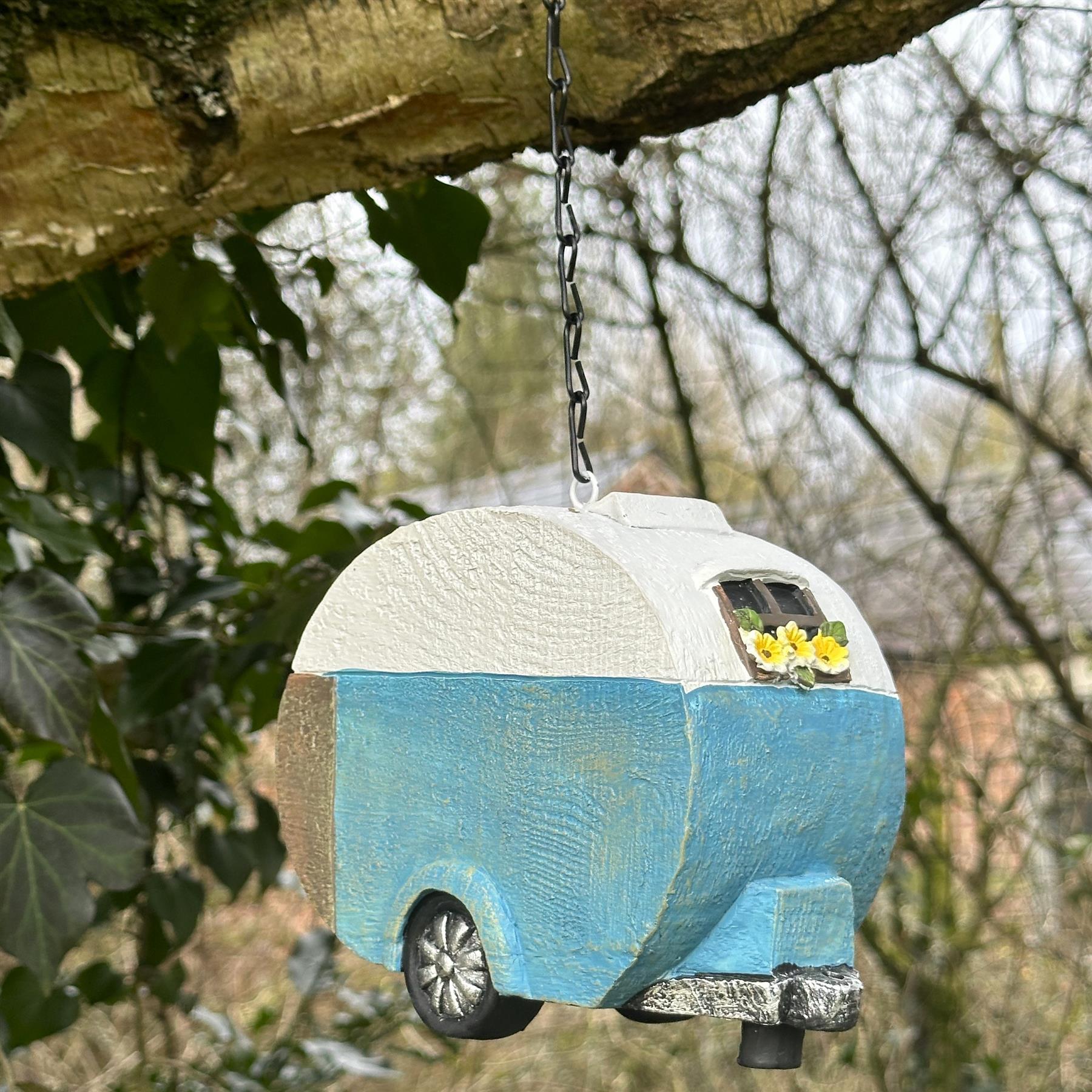 Novelty Caravan shaped Bird House Nest Box, gift boxed